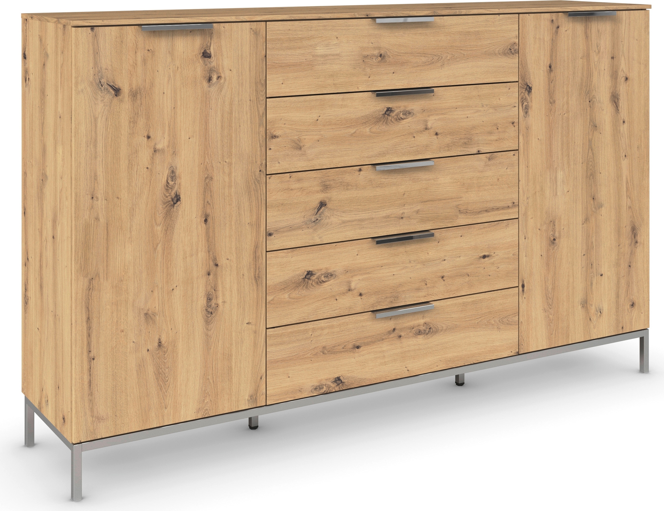 rauch Kombikommode "Kommode Türkommode Sideboard Kombikommode FLIPP" Breite 160/180 cm mit 4 Einlegeböden, 2-türig mit 5 Schubladen und Soft-Close-Funktion in zwei Breiten