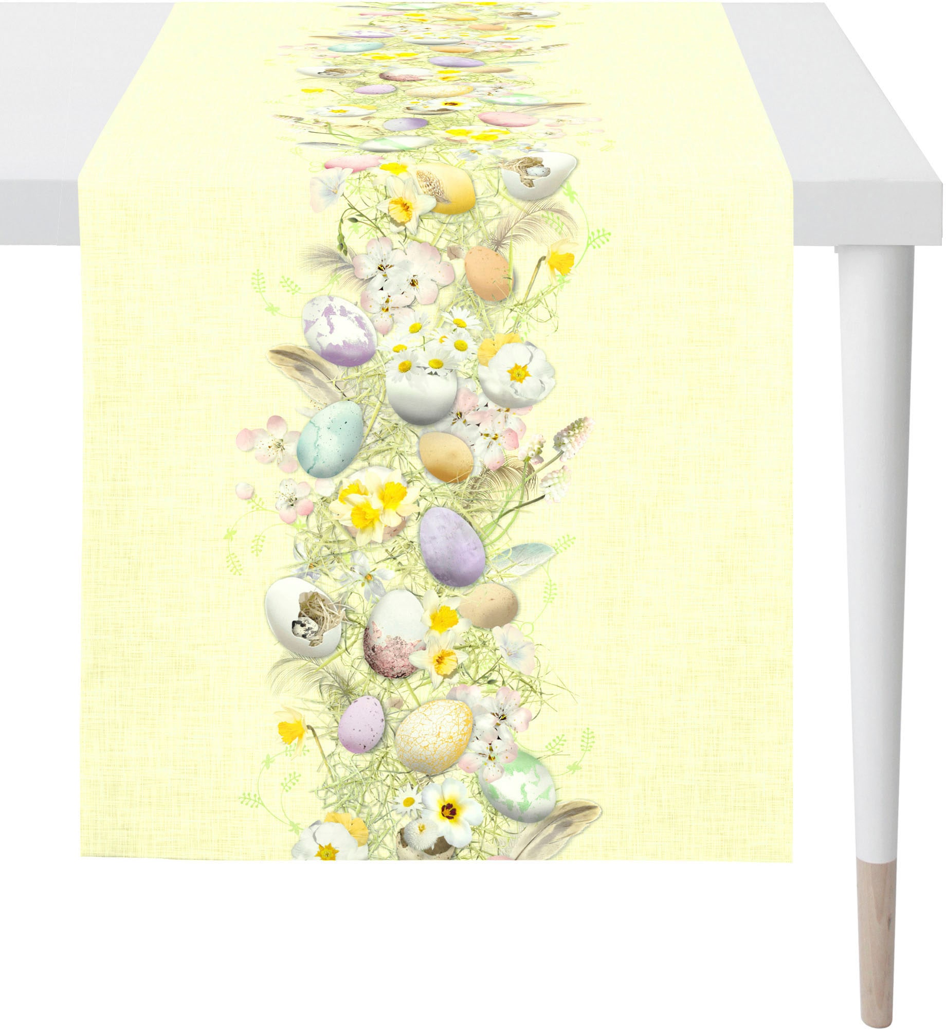 APELT Tischläufer »6810 HAPPY EASTER, St.), Osterdeko, Ostern«, (1 Digitaldruck, Design Blüten modisches mit Ostereiern und