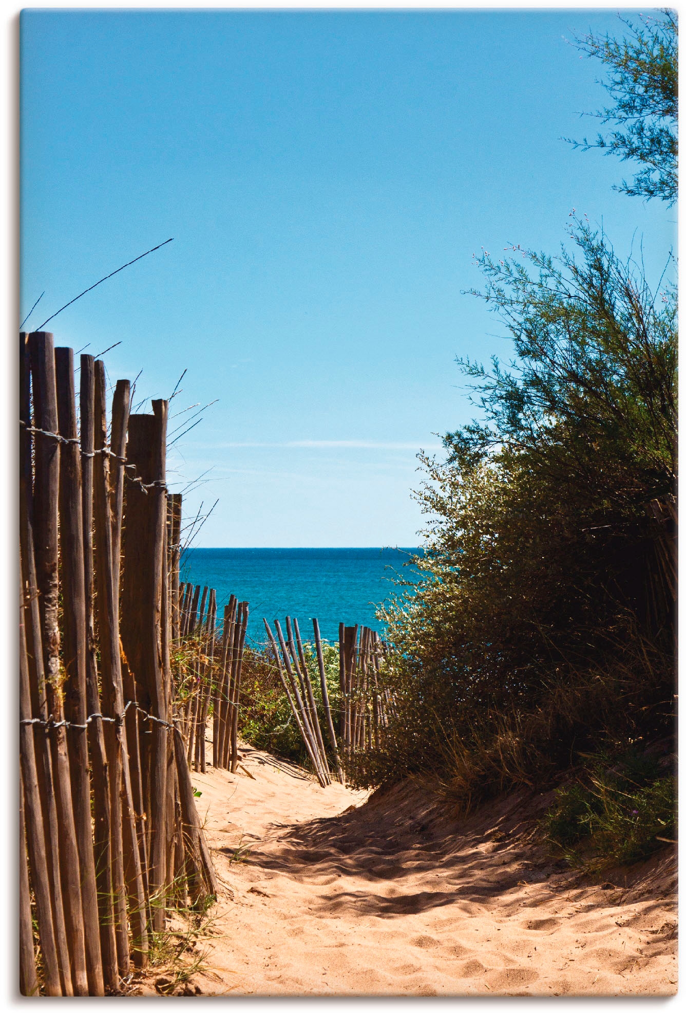 Leinwandbild »Strandzugang zum Serignan Plage«, Strand, (1 St.), auf Keilrahmen gespannt