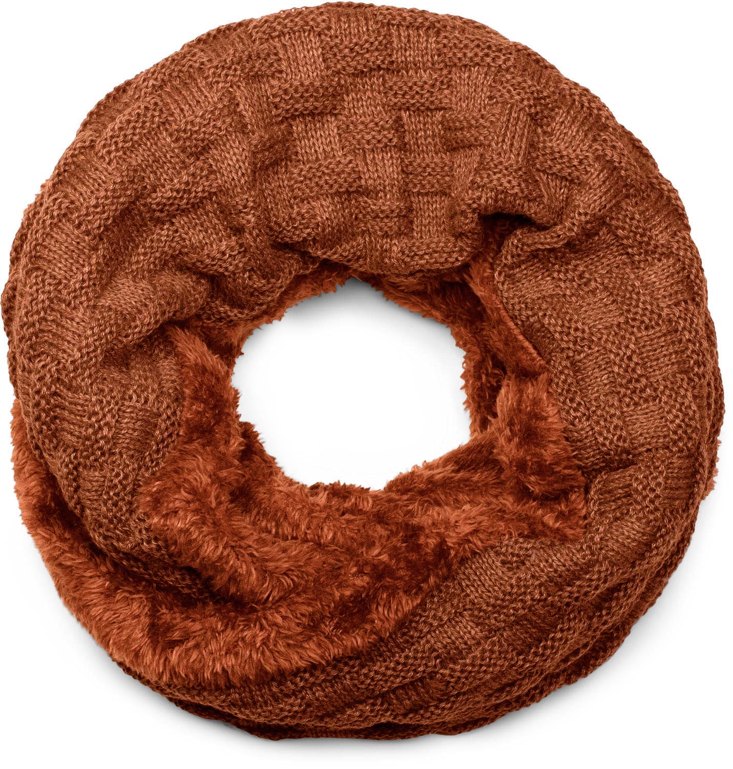 styleBREAKER Strickschal »Feinstrick Loop mit Flecht Muster und Teddyfleece« 1 Stk.