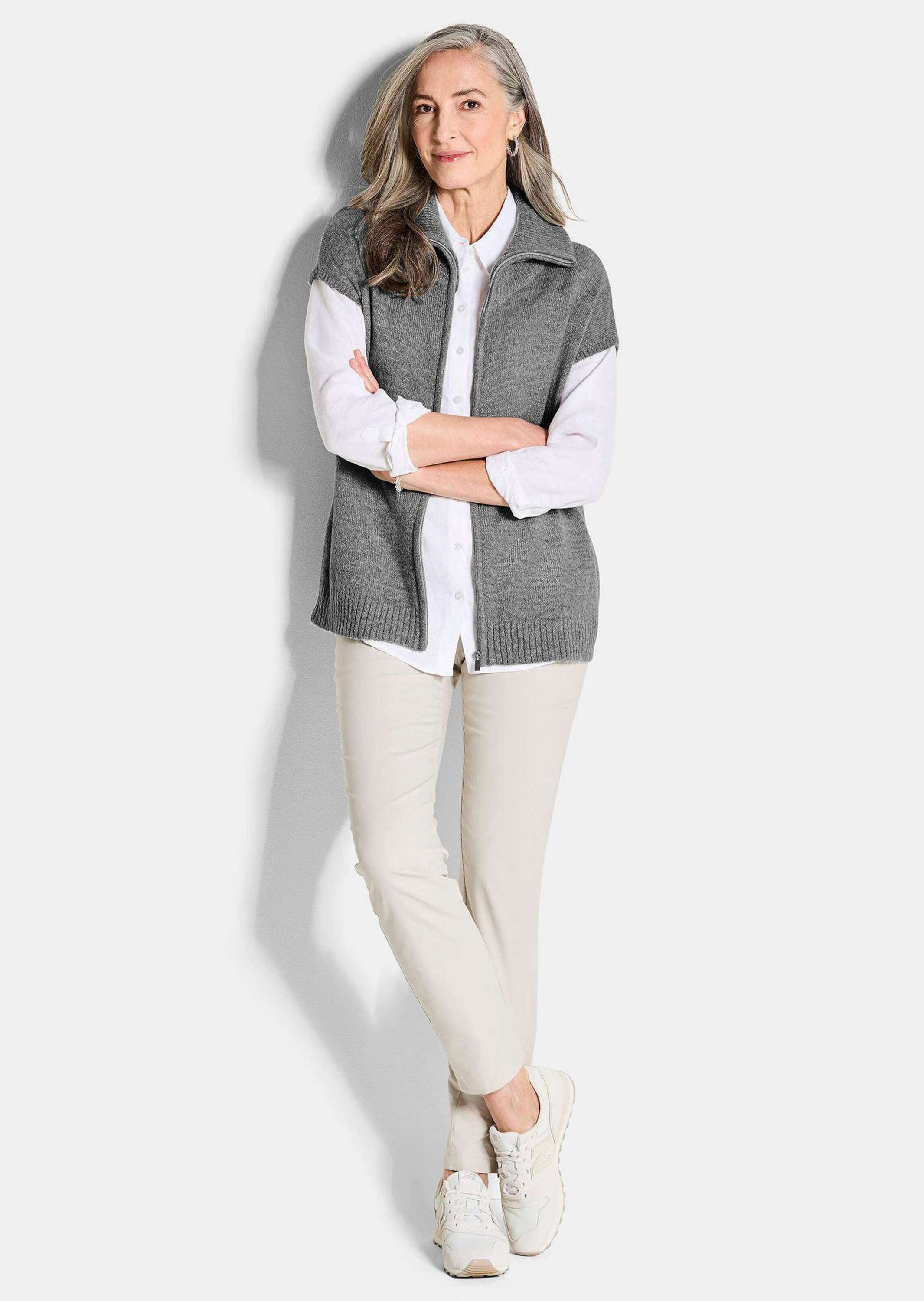 GOLDNER Kurzweste »Melierte Weste mit Reißverschluss« Troyerkragen mit durchgehendem Reißverschluss