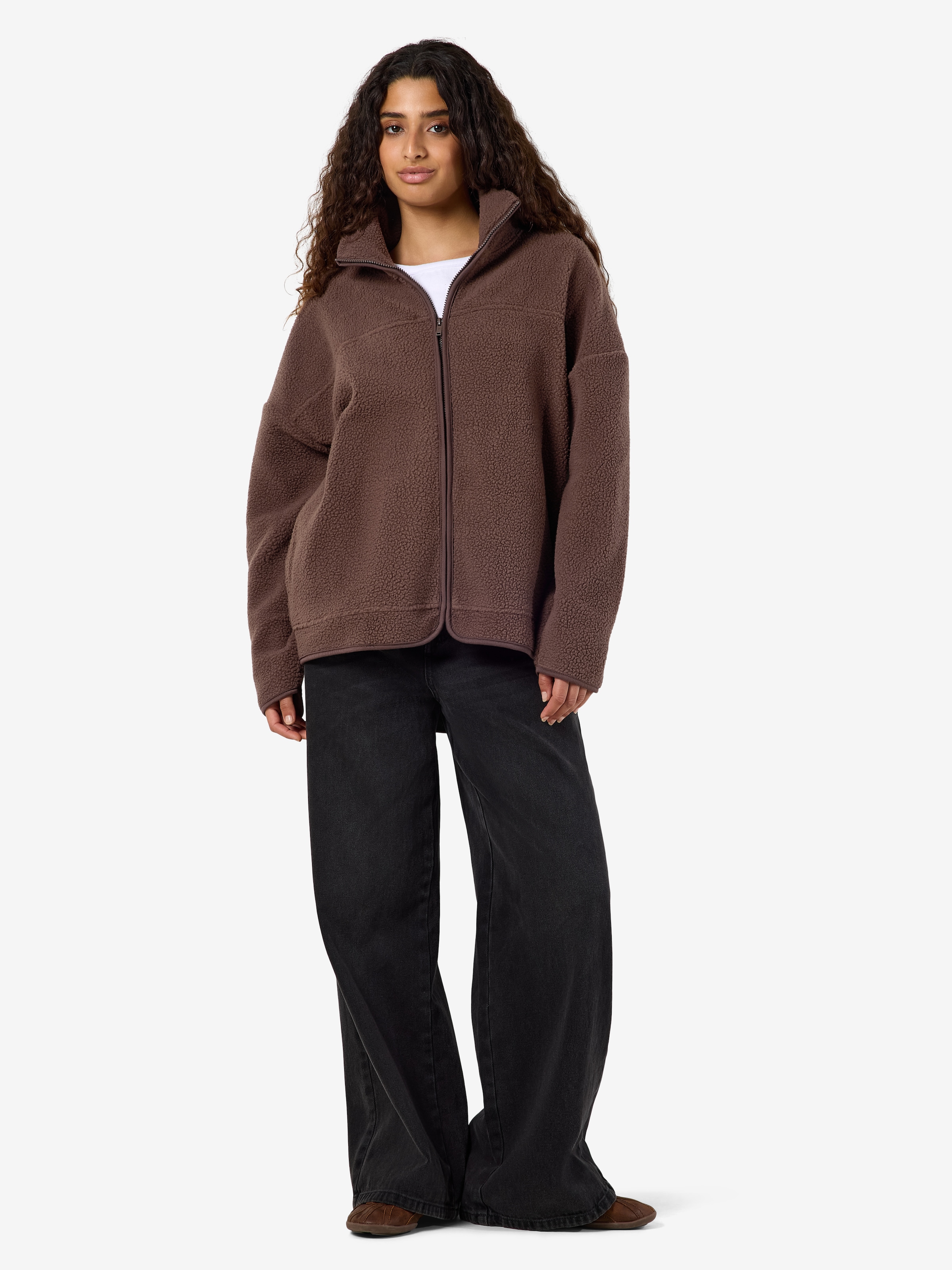Noisy may Fleecejacke »NMCOZY L/S ZIP SWEATER JRS NOOS« Polyester, relaxed fit