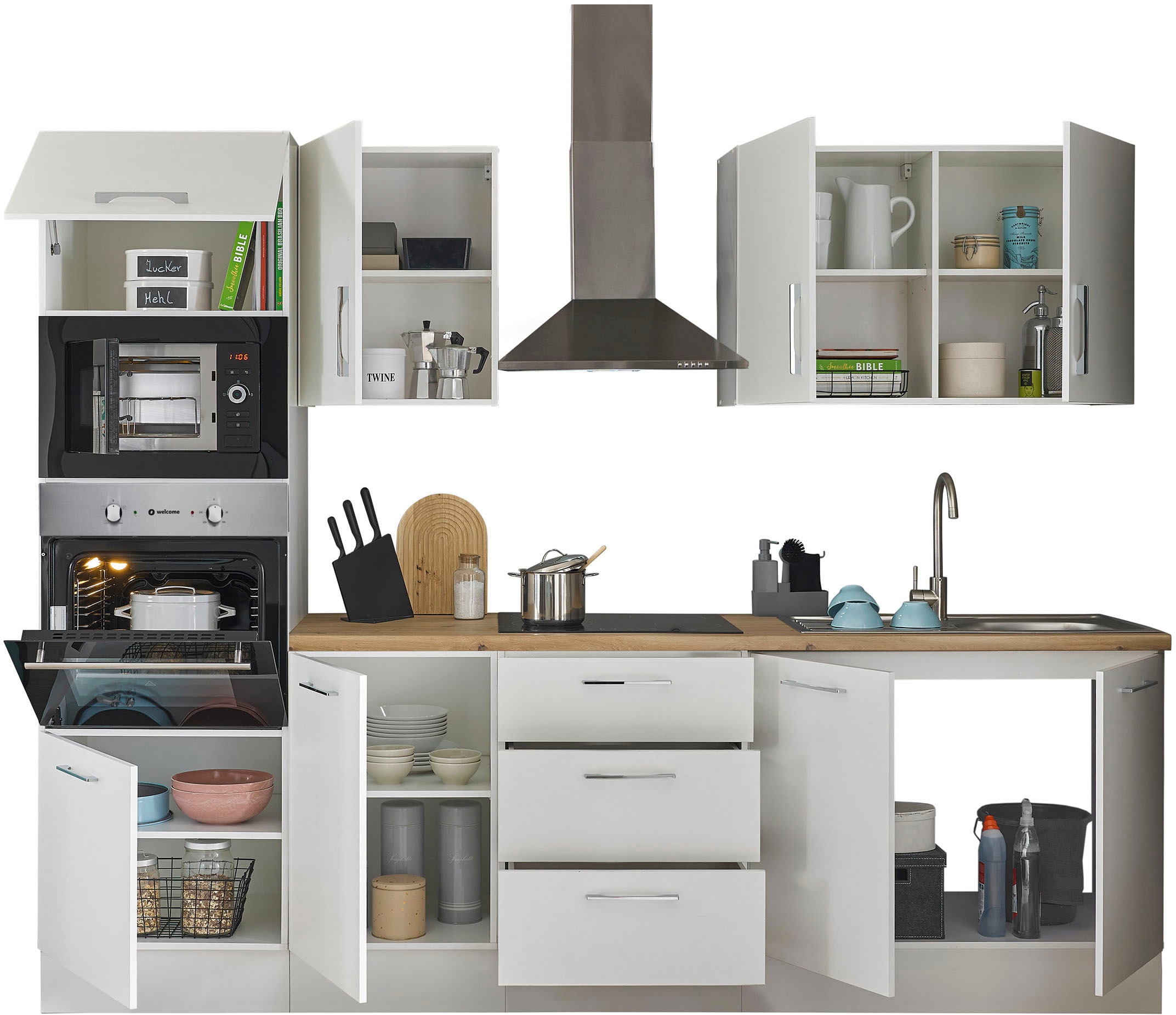 BASIC by Balculina Küchenzeile »Turin« Breite 270 cm, wahlweise mit E-Geräten