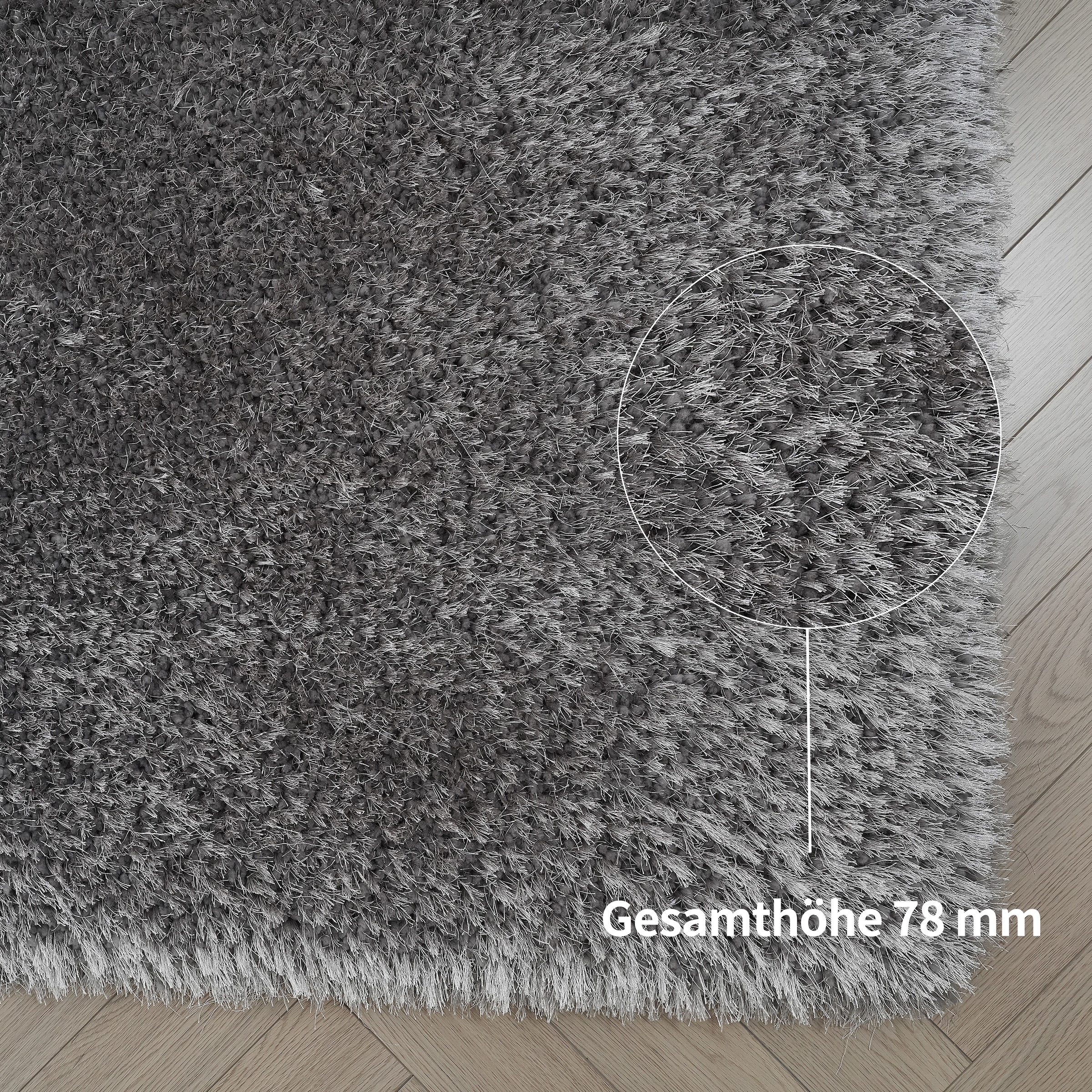 Guido Maria Kretschmer Home&Living Hochflor-Läufer »Micro exclusiv Teppich, sehr hoher Flor, weich durch Mikrofaser«, rechteckig, 78 mm Höhe, weich, Microfaser, unifarben, Schlafzimmer, Wohnzimmer, Esszimmer