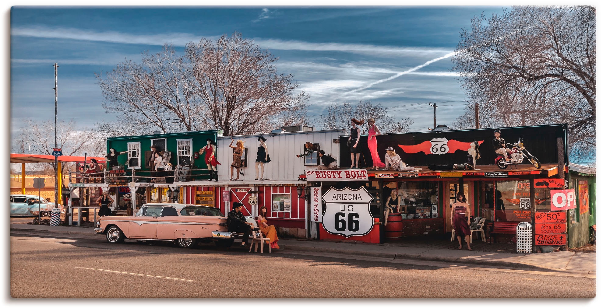 (1 Amerika, versch. in Wandbild Leinwandbild, Seligman«, 66 oder Größen als Wandaufkleber Artland Rechnung Poster Route Alubild, auf kaufen »Historische St.), in