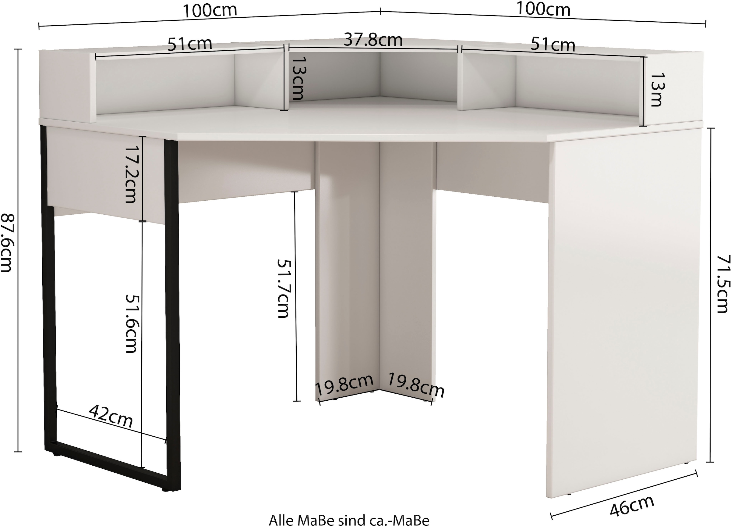 OTTO home Eckschreibtisch »Moid«, mit Schreibtischaufsatz, modernes Design, B. 100 cm