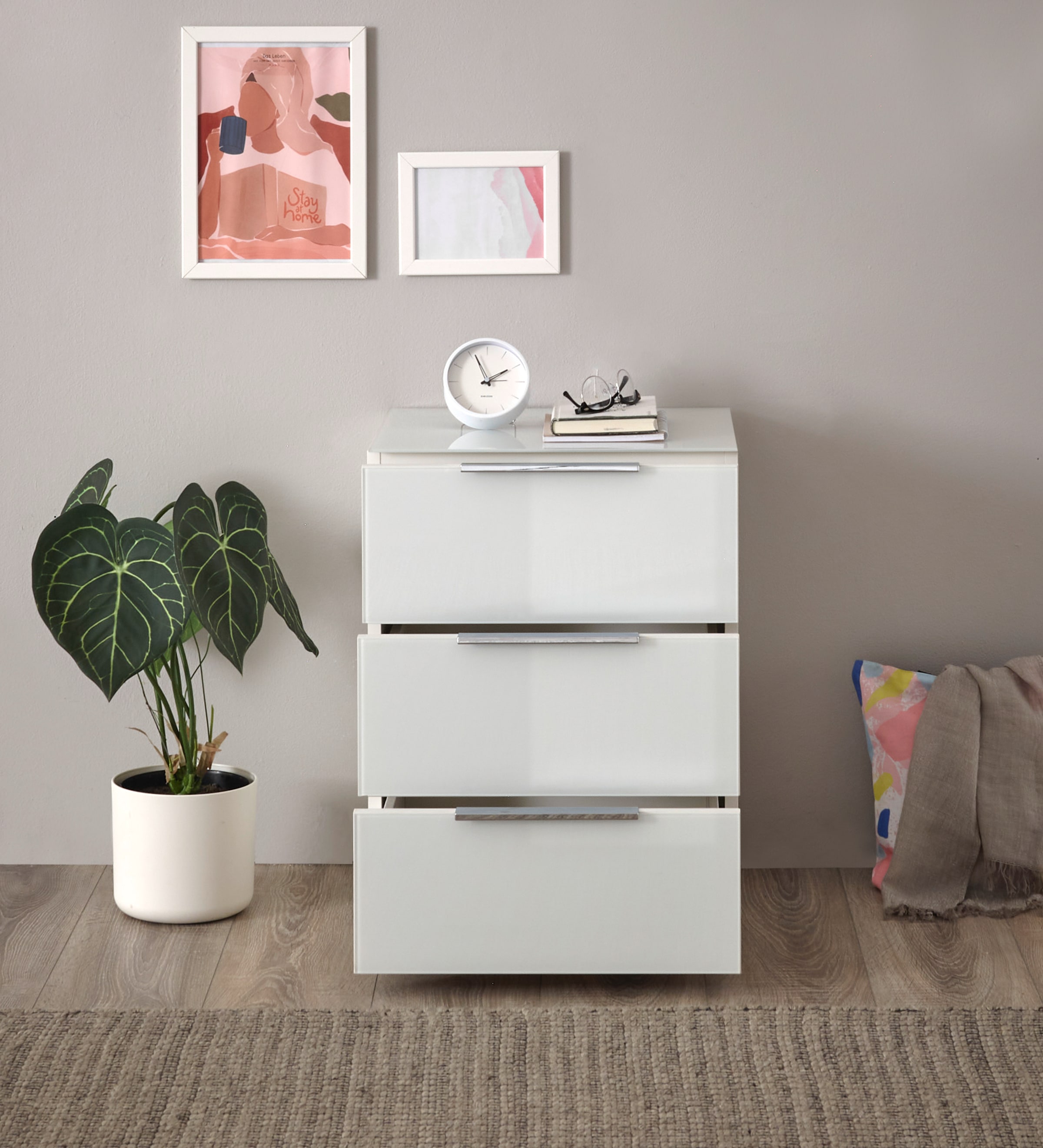 HBZ Nachtkommode »Santorin Nachtkonsole, BxHxT 45x61x40 cm«, (1 St.), Breite 45cm, Softclose für Schubkästen, Melaminbeschichtung