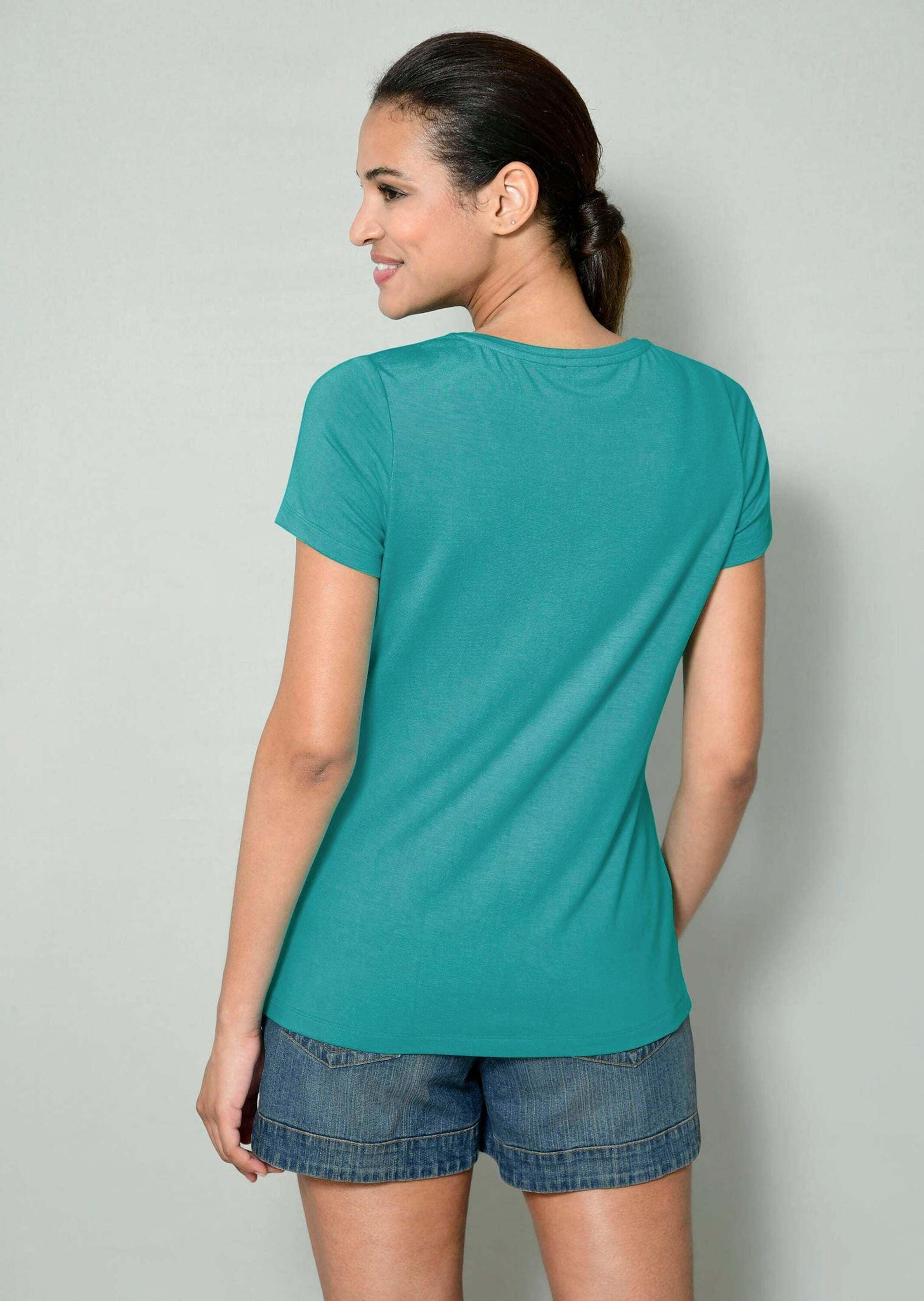 Alba Moda Kurzarmshirt »Shirt Shirt mit Blumenapplikation«