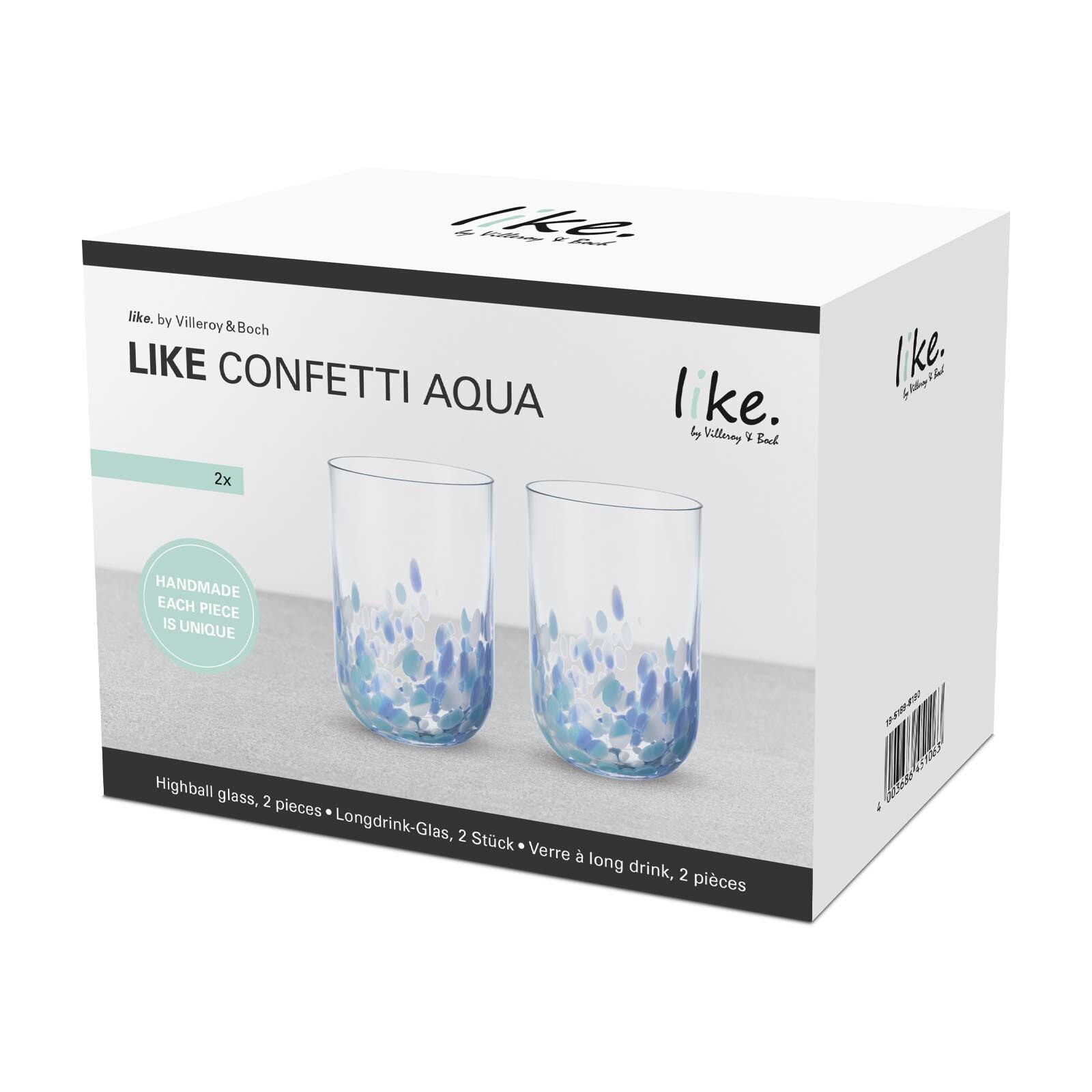 like. by Villeroy & Boch Longdrinkglas »Longdrinkglas Like Confetti 300 ml 2er Set blau« Spülmaschinenfest
