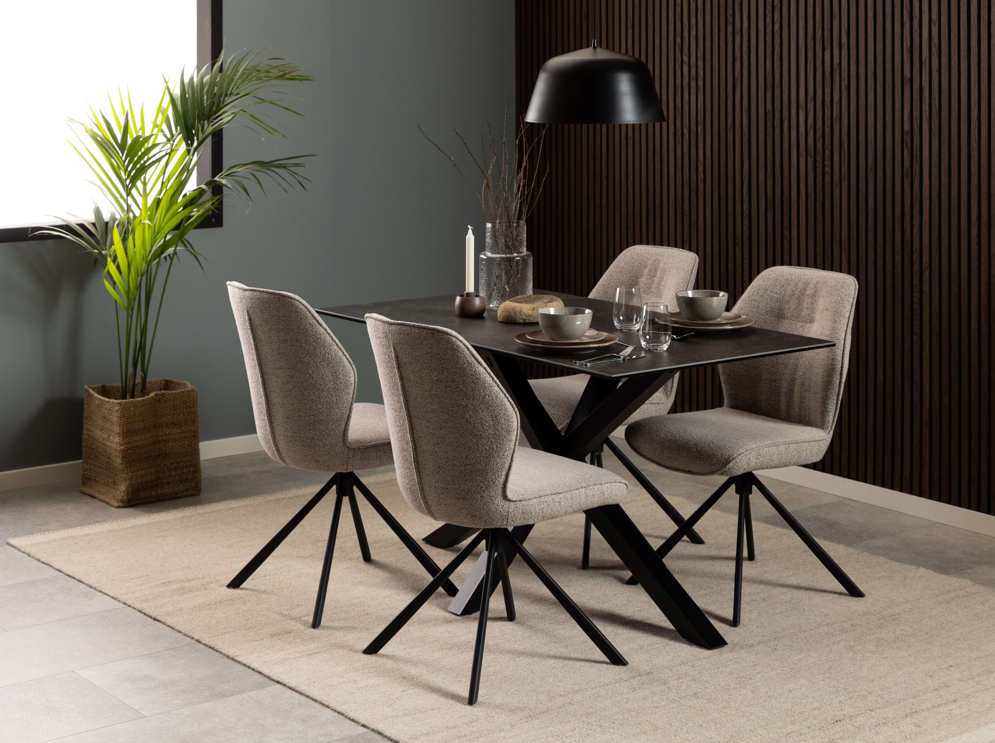 ACTONA GROUP Esstisch »Heaven«, Tisch, Tischplatte aus Keramik, Kreuzgestell, 135x80x75.5cm