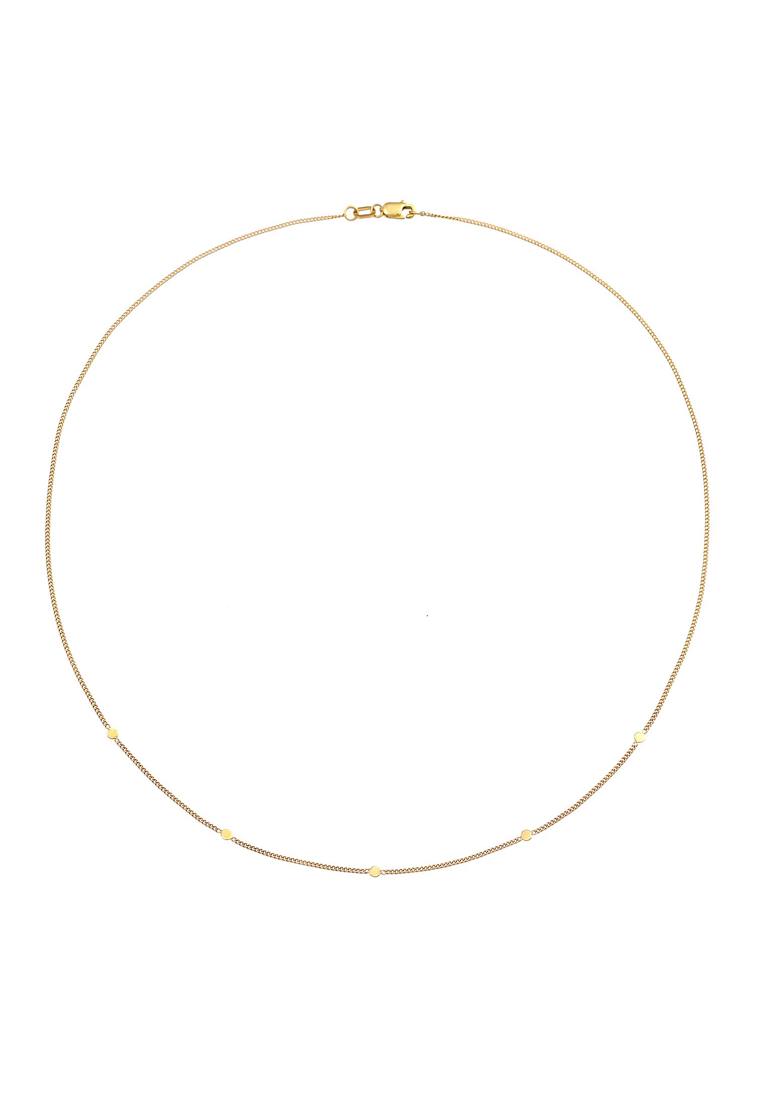 Elli Premium Kette mit Anhänger »Halskette Plättchen Kreis Rund Coin Boho 375 Gelbgold«