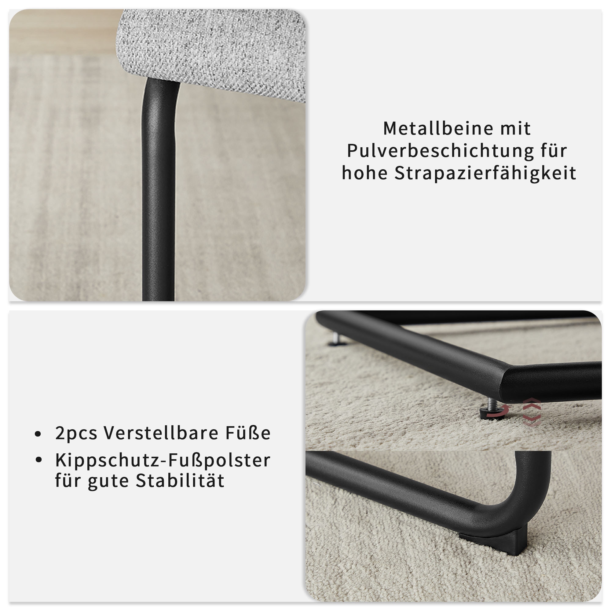 OTTO home Freischwinger »Tayler« (Set) 2 Stk.Strukturstoff, robustem Metallgestell, Anti-Kipp-Funktion