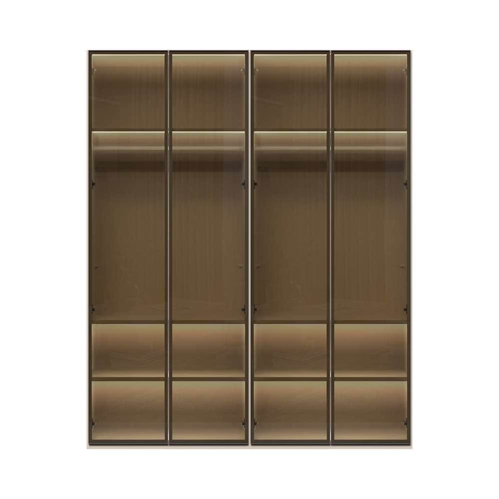 Places of Style Drehtürenschrank »Opera Parsol-Glastüren, LED-Glasbodenbeleuchtung, mit und ohne Kranz«, Glastüren, UV-Lack, LED-Innenbeleuchtung, Soft-Close-Funktion