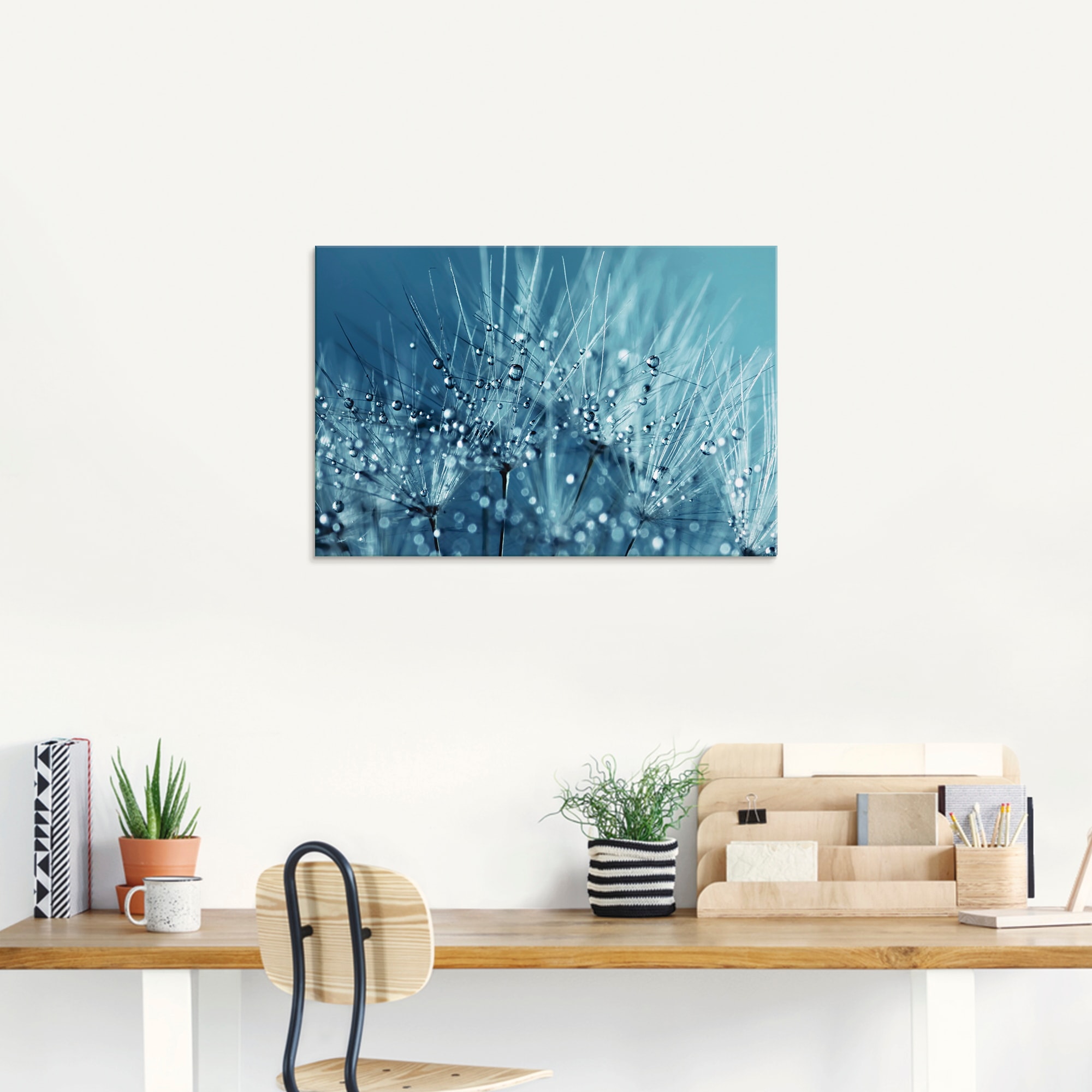 Artland Glasbild »Blaue glitzernde Pusteblume« Blumen 1 Stk. tlg. in verschiedenen Größen