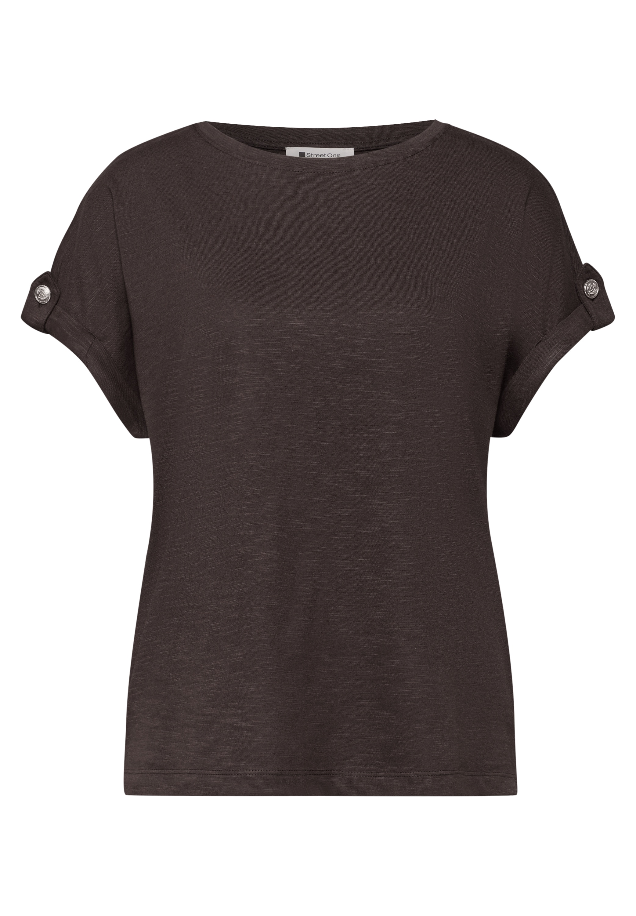 STREET ONE Shirttop Sommershirt mit Rundhals und Knopfdetails