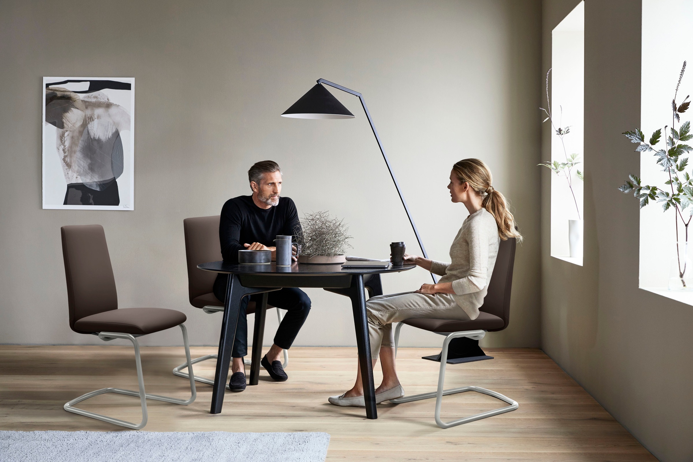 Stressless® Polsterstuhl »Laurel«, Leder BATICK, Low Back, Größe L, mit Beinen aus Stahl in Schwarz matt