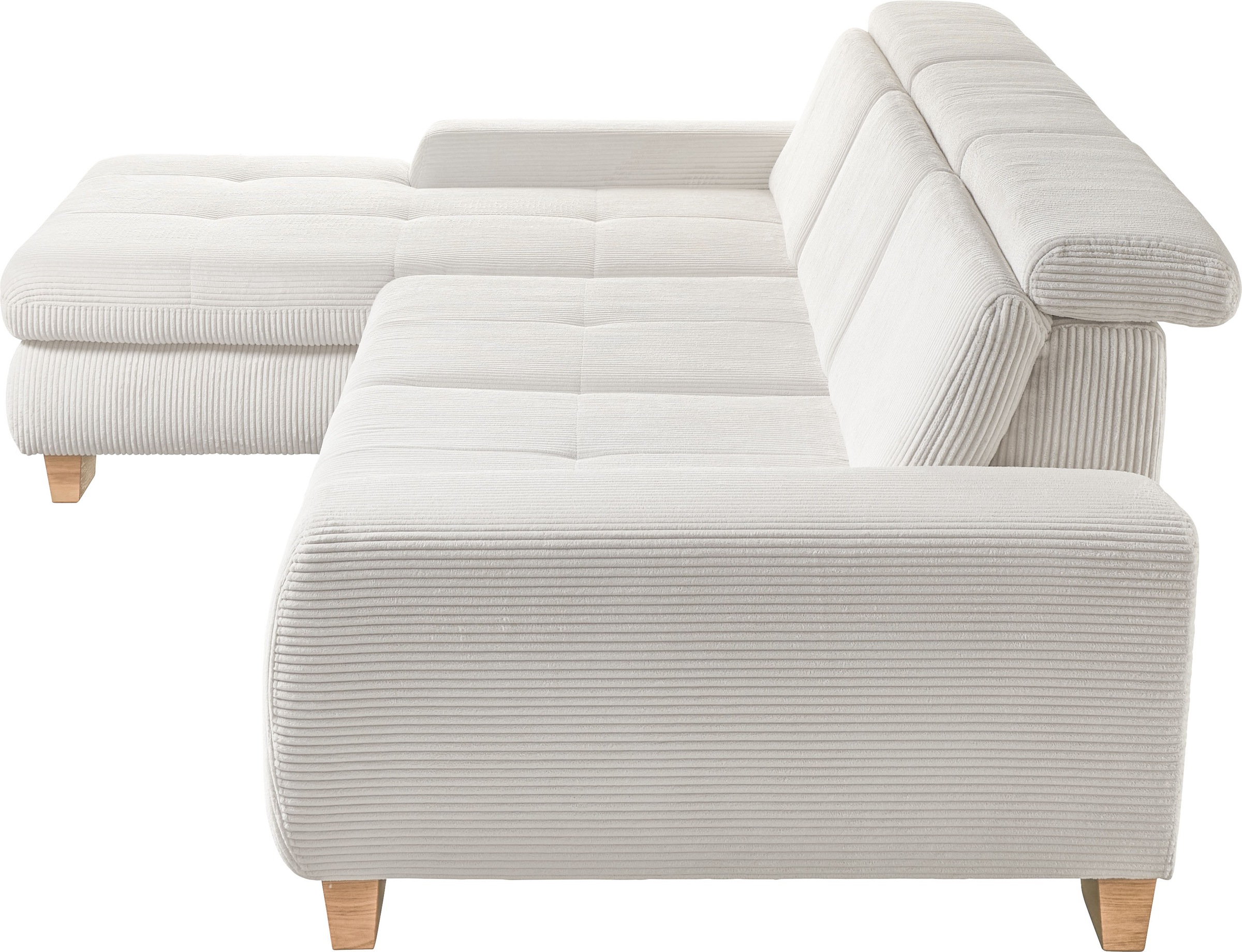 set one by Musterring Ecksofa »SO 3400, Cord, Sitzhöhe 47cm oder 49cm, inkl. Sitztiefenverstellung«, mit Canape und verschiedenen Funktionen, Kaltschaum, B307 x T195 cm