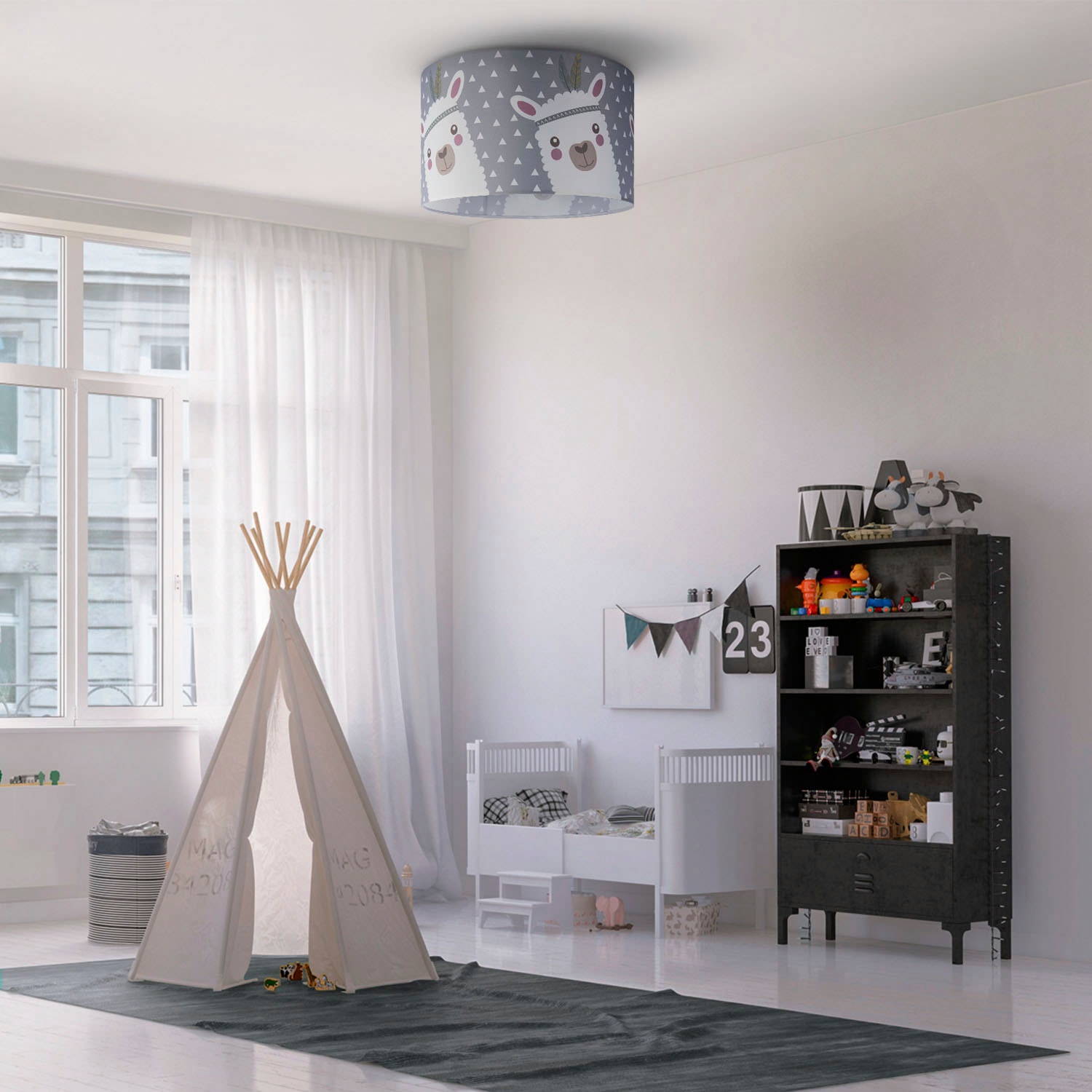 Paco Home Deckenleuchte »Ela 214« E27 Kinderlampe Deckenlampe LED  Kinderzimmer Lampe Lama-Motiv, E27