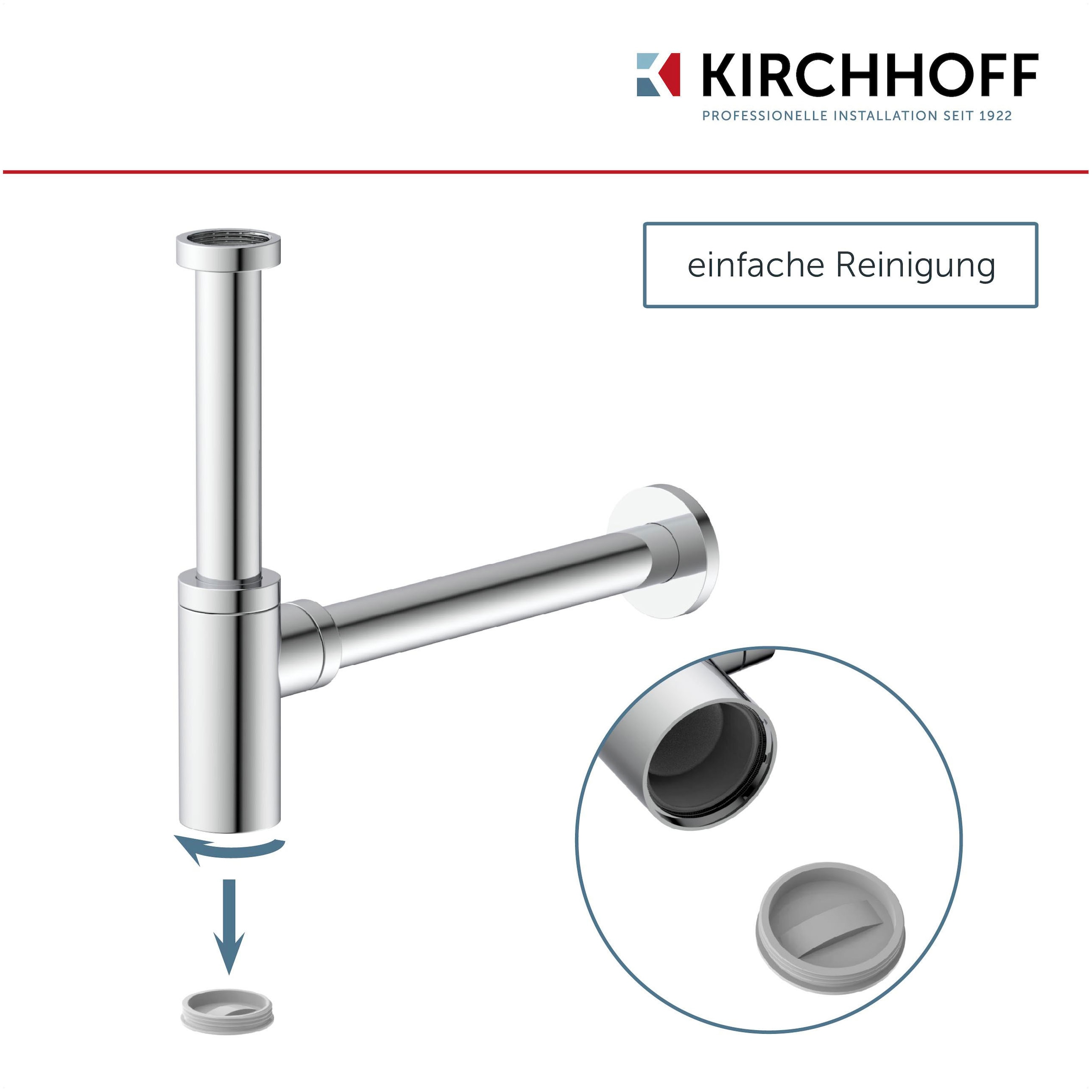 Kirchhoff Siphon »Design Flaschensiphon inkl. Reinigungsöffnung«, Röhrengeruchsverschluss für Waschbecken/Waschtische