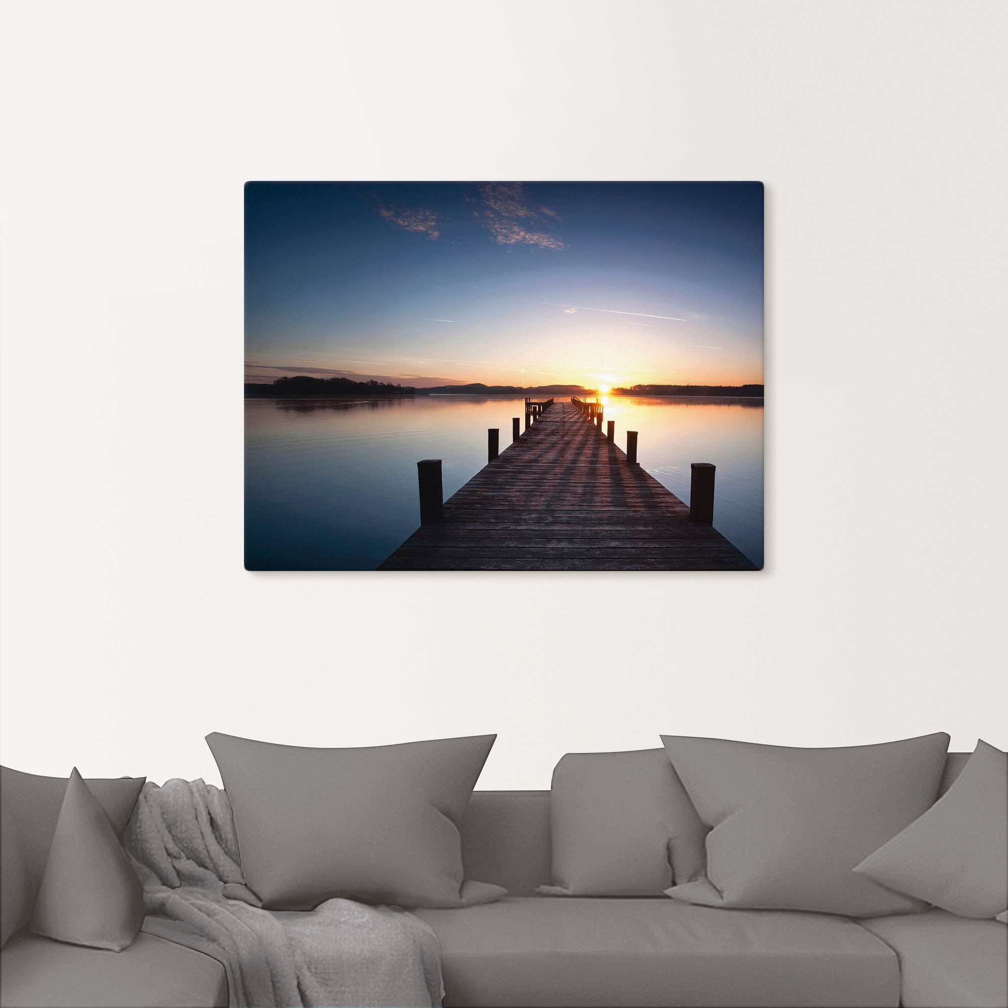 Artland Leinwandbild »Sonnenstrahlen - Sonnenuntergang« Gewässer 1 Stk. tlg. auf Holzrahmen gespannt