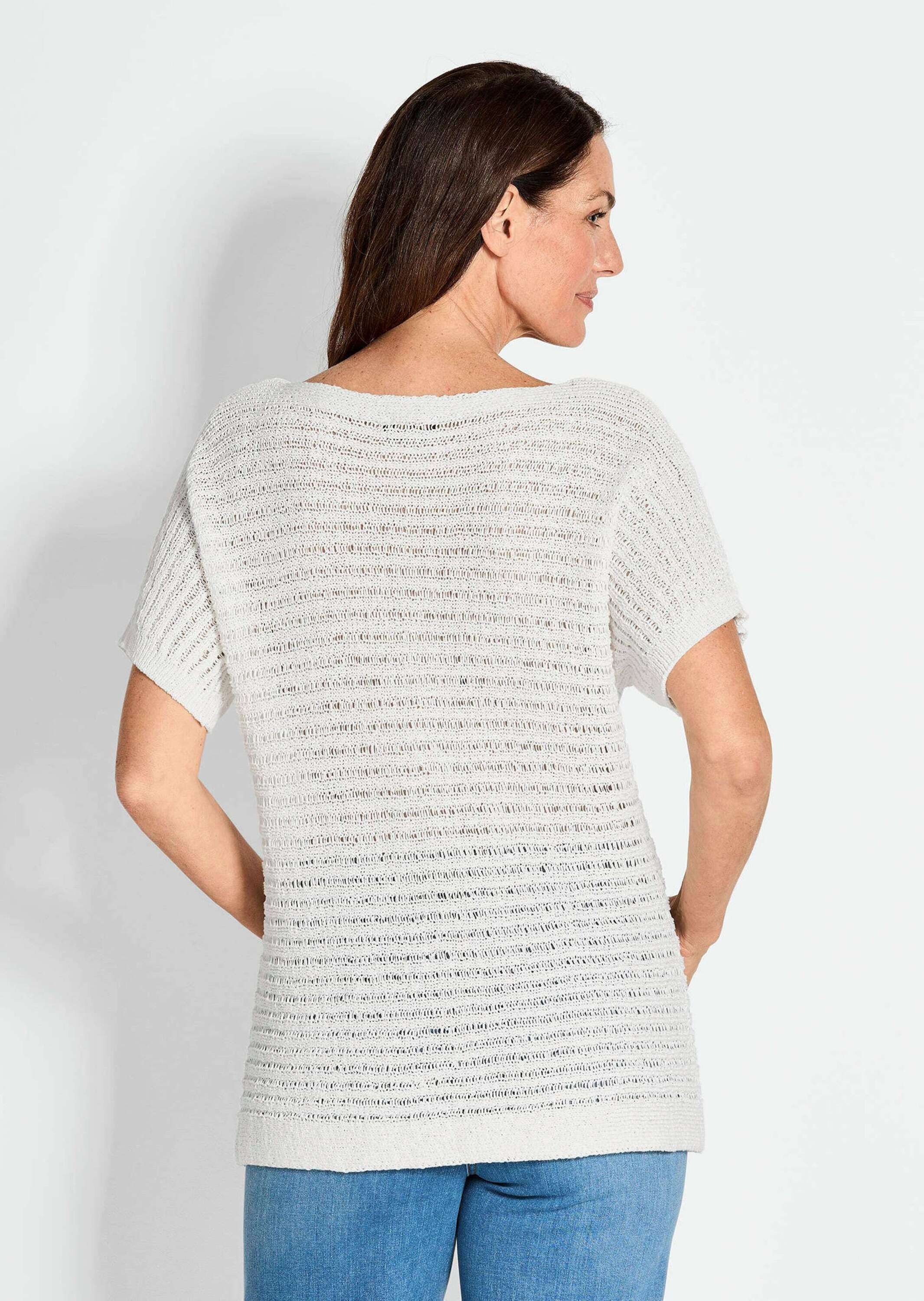 GOLDNER Rundhalspullover »Kurzgröße Kurzarm-Pullover mit Rippen«