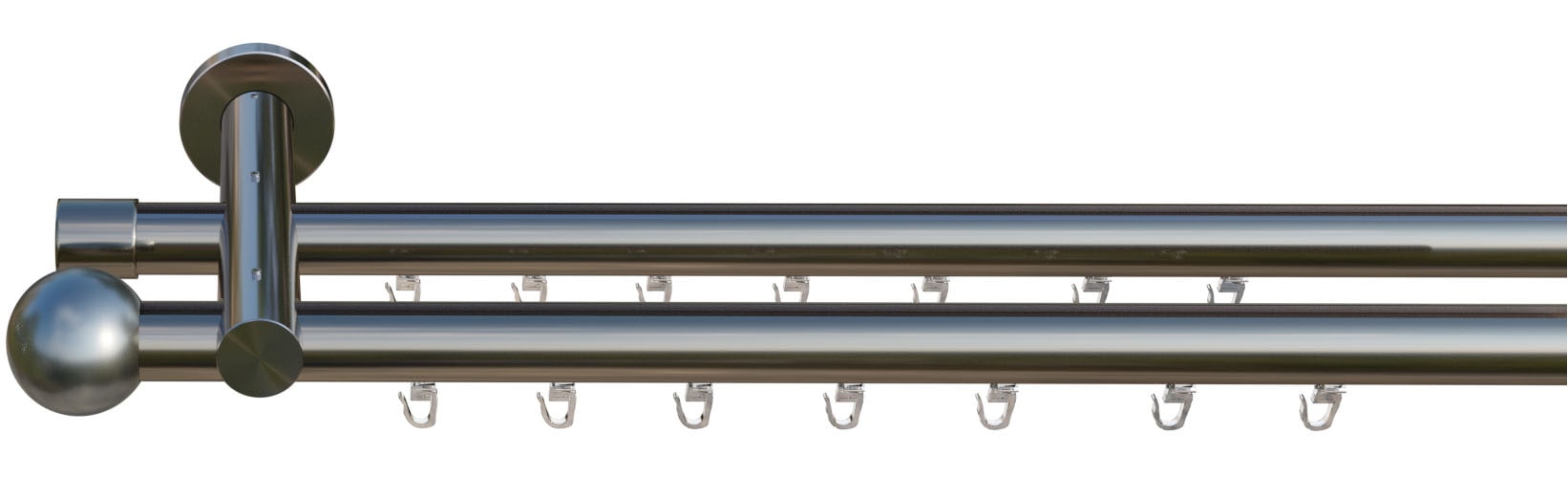 indeko Gardinenstange »Colombes« 2 läufig-läufig Wunschmaßlänge Innenlauf Komplett-Set inkl. Gleitern und Montagematerial