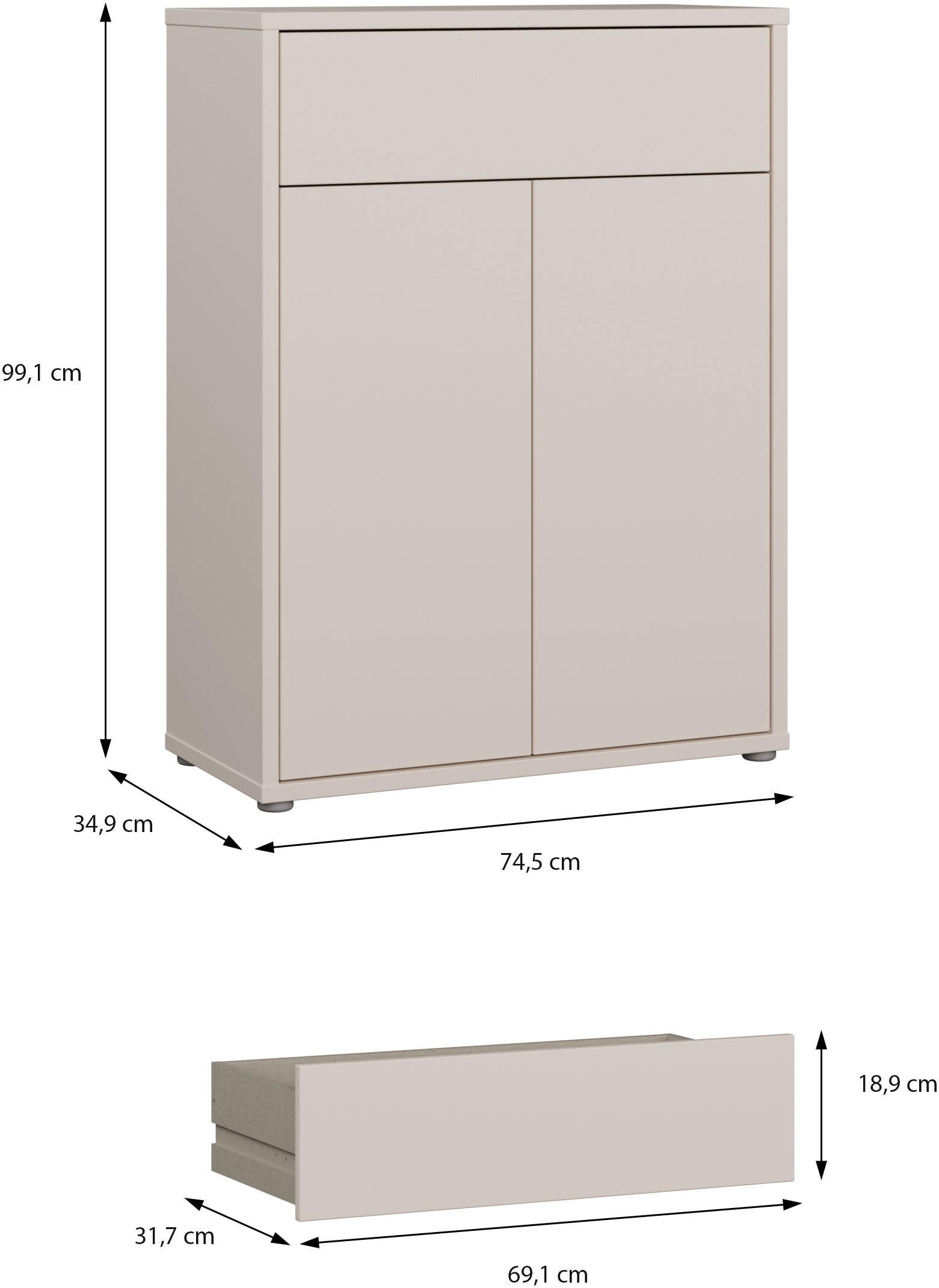 FORTE Schuhschrank »Alice Springs« B/H/T 74,5/99,1/34,9 cm Push to open, 12 Paar Schuhe