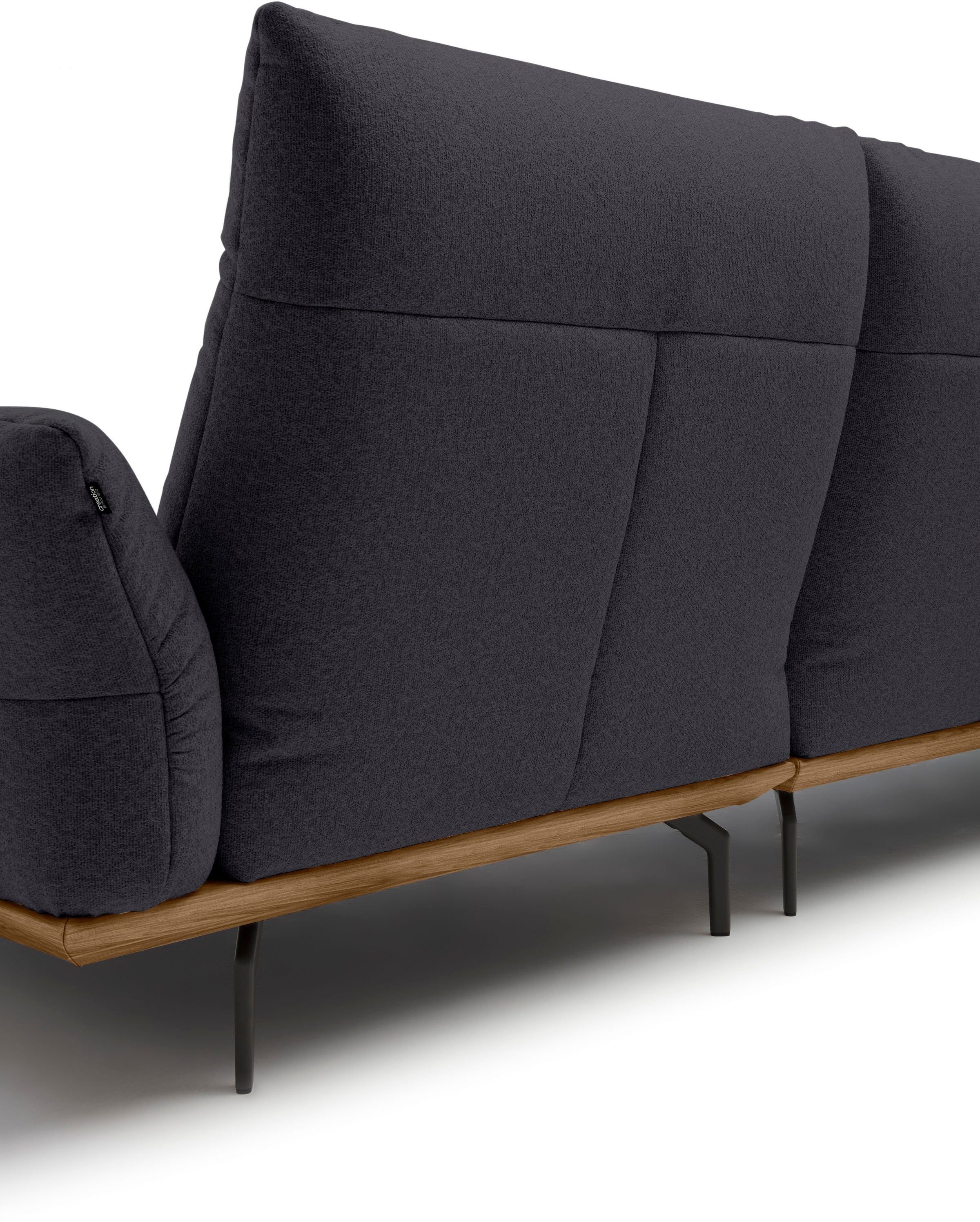 Creation BY ROLF BENZ Ecksofa »CR.460«, Sockel in Nussbaum, Winkelfüße in Umbragrau, Breite 338 cm