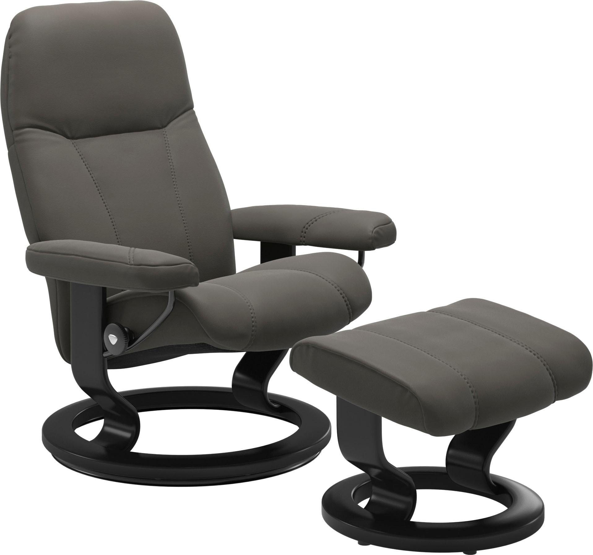 Stressless® Relaxsessel »Consul«, (Set, Relaxsessel mit Hocker), mit Hocker, mit Classic Base, Größe S, Gestell Schwarz