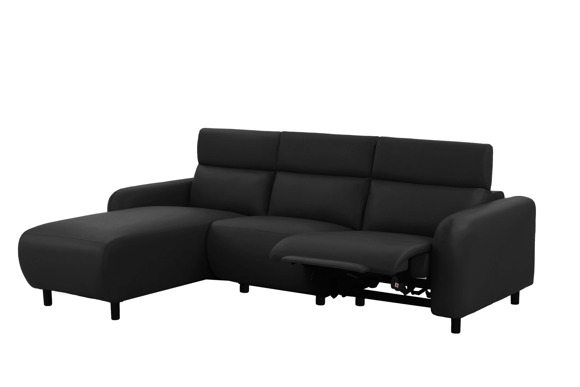 Home affaire Ecksofa »SKAANE Lederoptik, L-Form, 274 cm, manuelle u. elektrische Funktion,«, rundes Design, Kopfteilverstellung, Federkernpolsterung