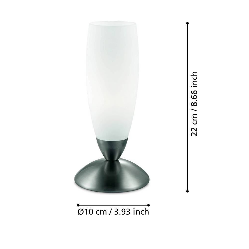 EGLO Tischleuchte »SLIM Tischlampe, Nachttischlampe, Wohnzimmerlampe, nickel-matt, weiß«, 1 flammig, Leuchtmittel E14 | Leuchtmittel wechselbar-ohne Leuchtmittel, Lampe mit Schalter, E14, schlichtes Design, modern, 22x7x10cm
