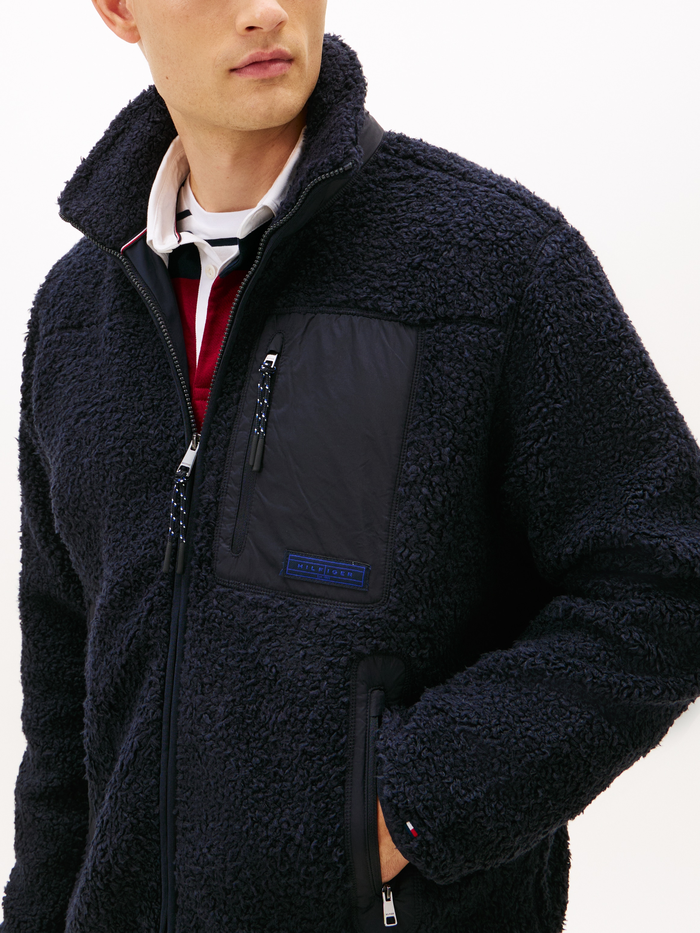 Tommy Hilfiger Sweatjacke »TEDDY FLEECE ZIP THROUGH« Übergangsjacke Herbstjacke Teddy Plüsch Soft Jacke