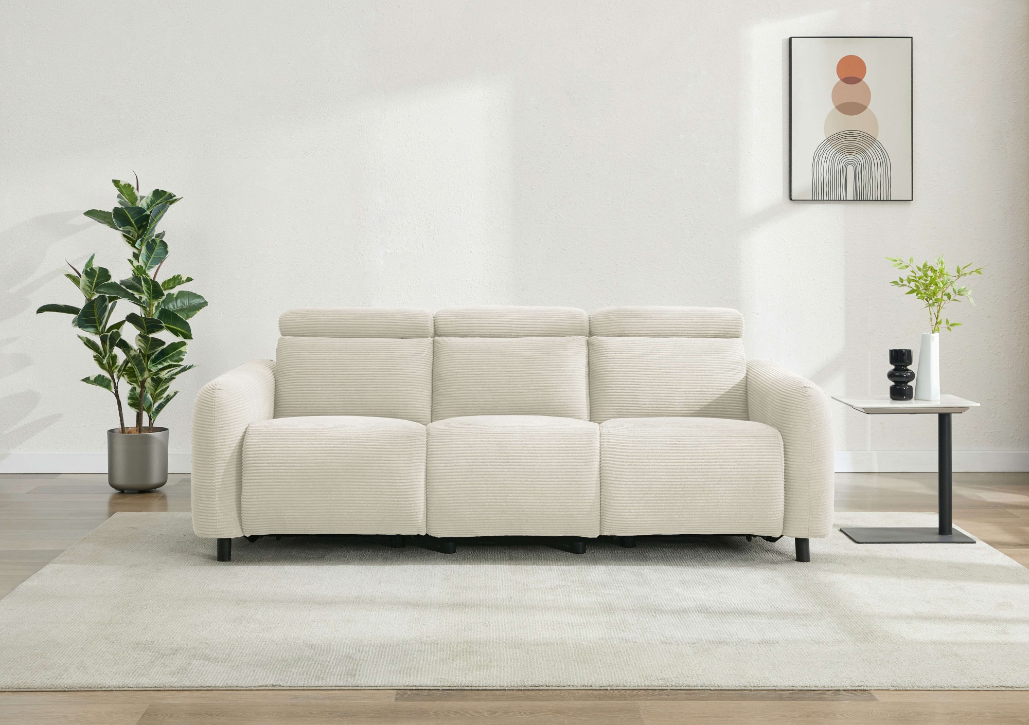 Home affaire 3-Sitzer »SKAANE Struktur-Sofa, 229 cm, manuelle-u. elektrische Relaxfunktion«, Relax-Funktion in 2 Sitzen, Kopfteilverstellung, Federkernpolsterung