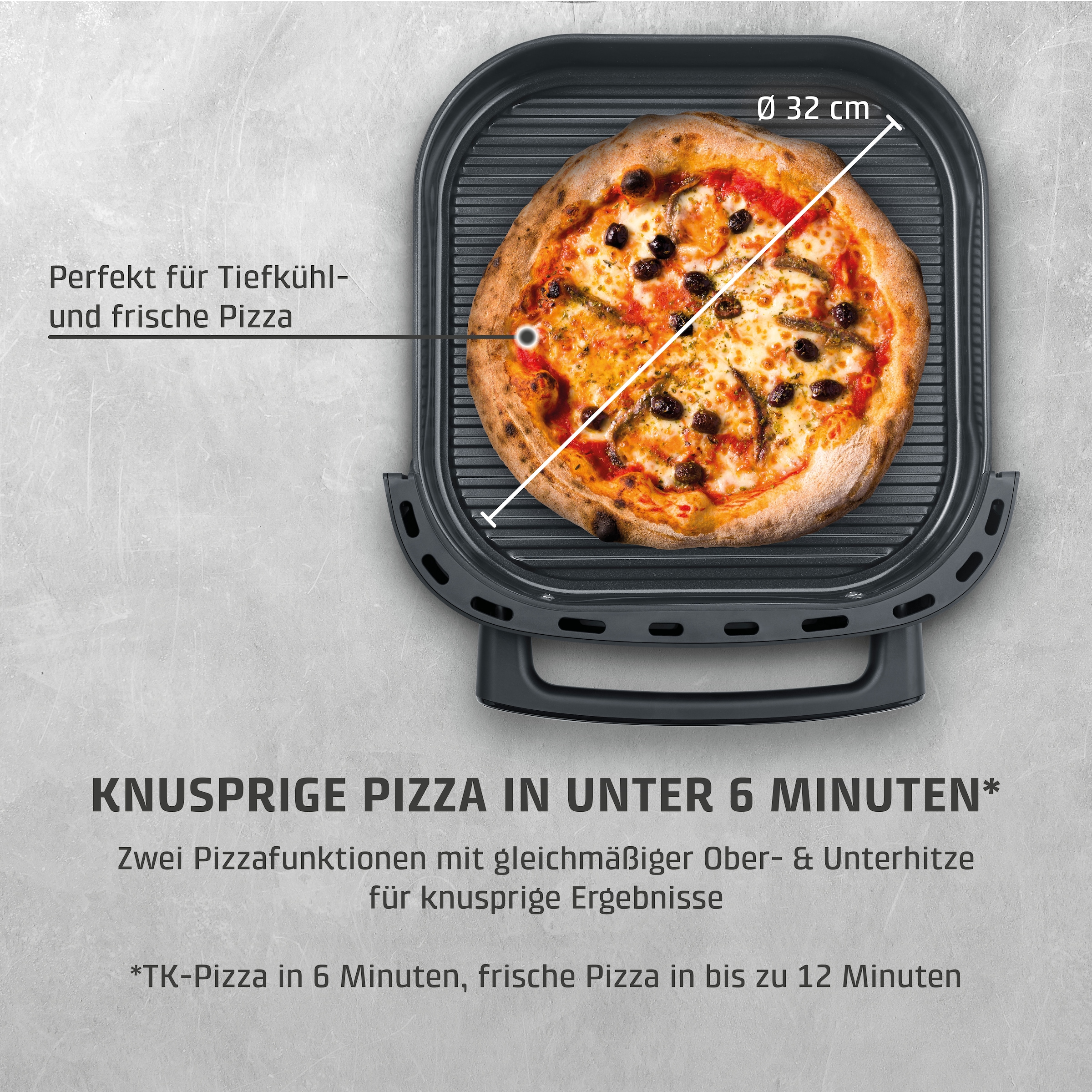Caso Heißluftfritteuse »Design Heissluftfritteuse AirFry & PizzaChef« 2850 W Frittieren, Backen, Aufwärmen, Rösten oder Dörren.