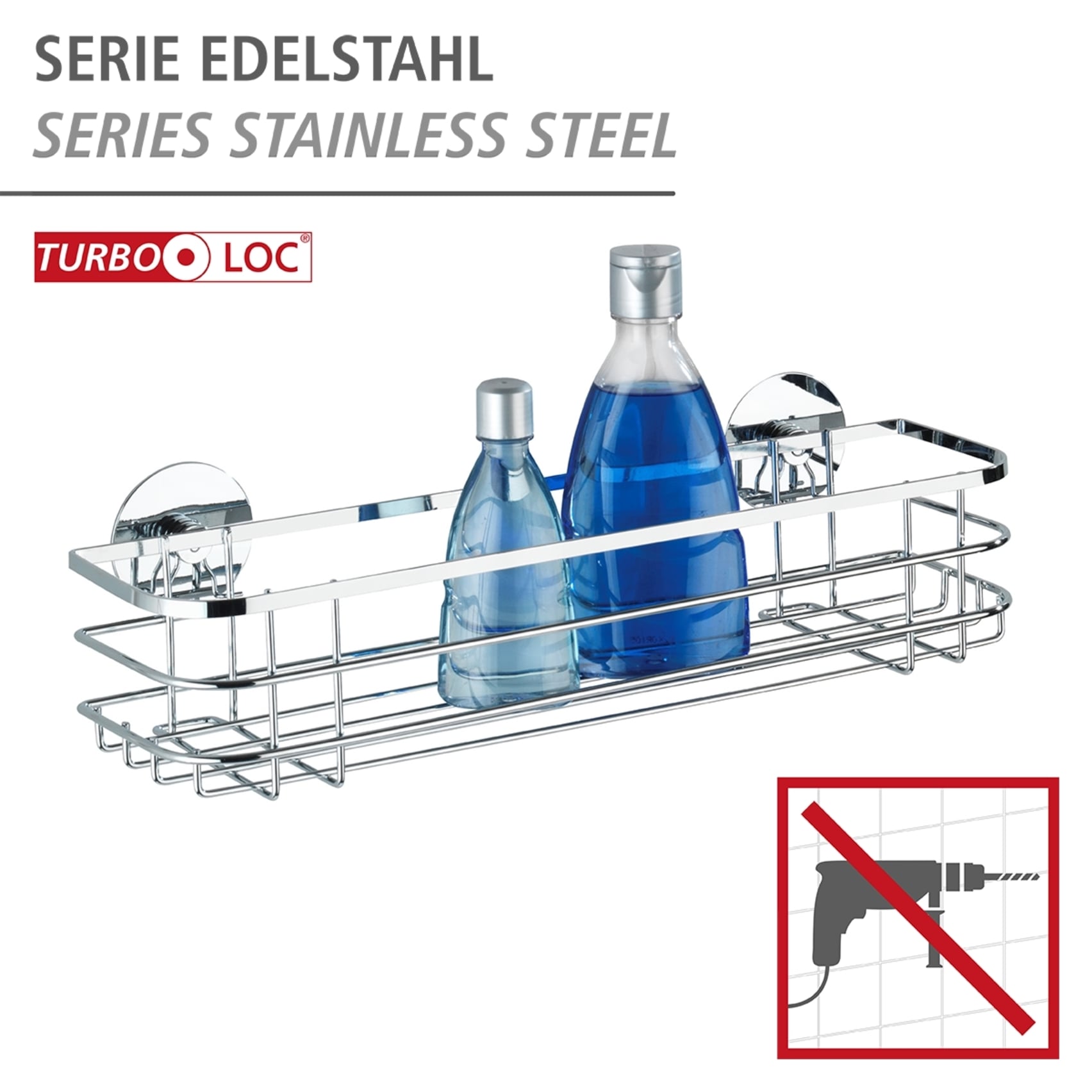 WENKO Badregal »Turbo-Loc®« Badregal, befestigen ohne Bohren, Turbo-Loc®, rostfreier Edelstahl