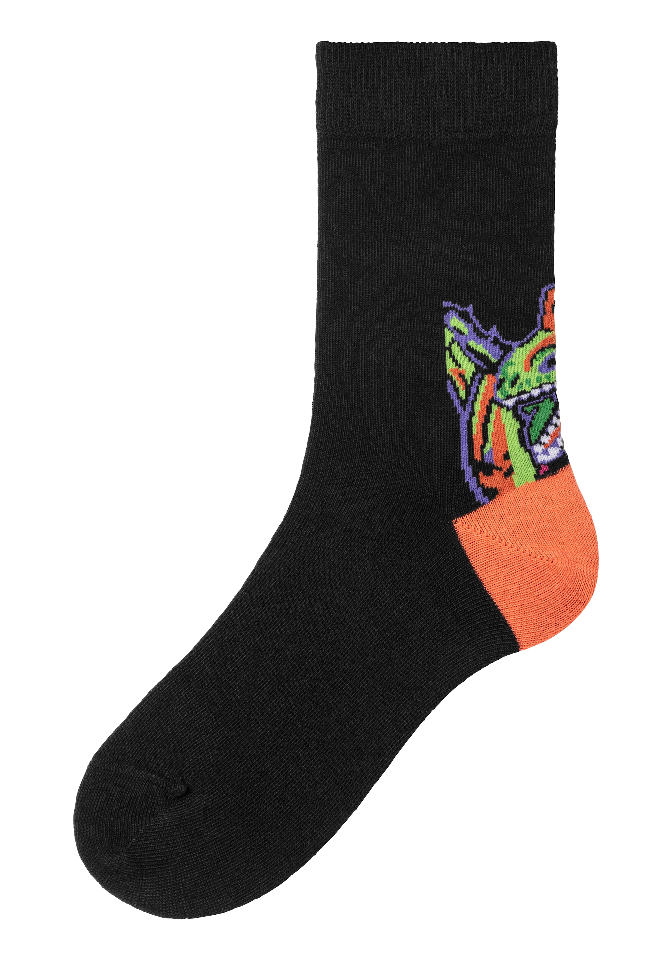 H.I.S Freizeitsocken, (Packung, 5 Paar), mit farbenfrohen Dino Motive über der Ferse