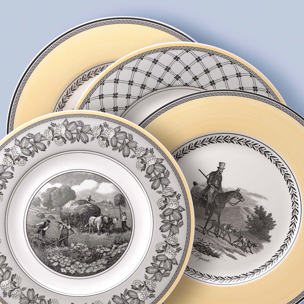 Villeroy & Boch Speiseteller »Speiseteller Audun Fleur ø 27,1 cm weiß-grau-gelb«