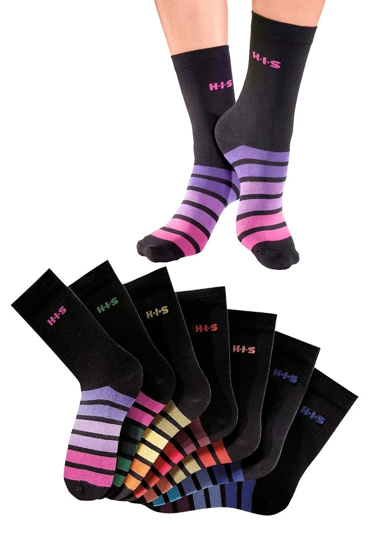 bei Paar), (Set, Ringelmuster mit 7 buntem Freizeitsocken, H.I.S