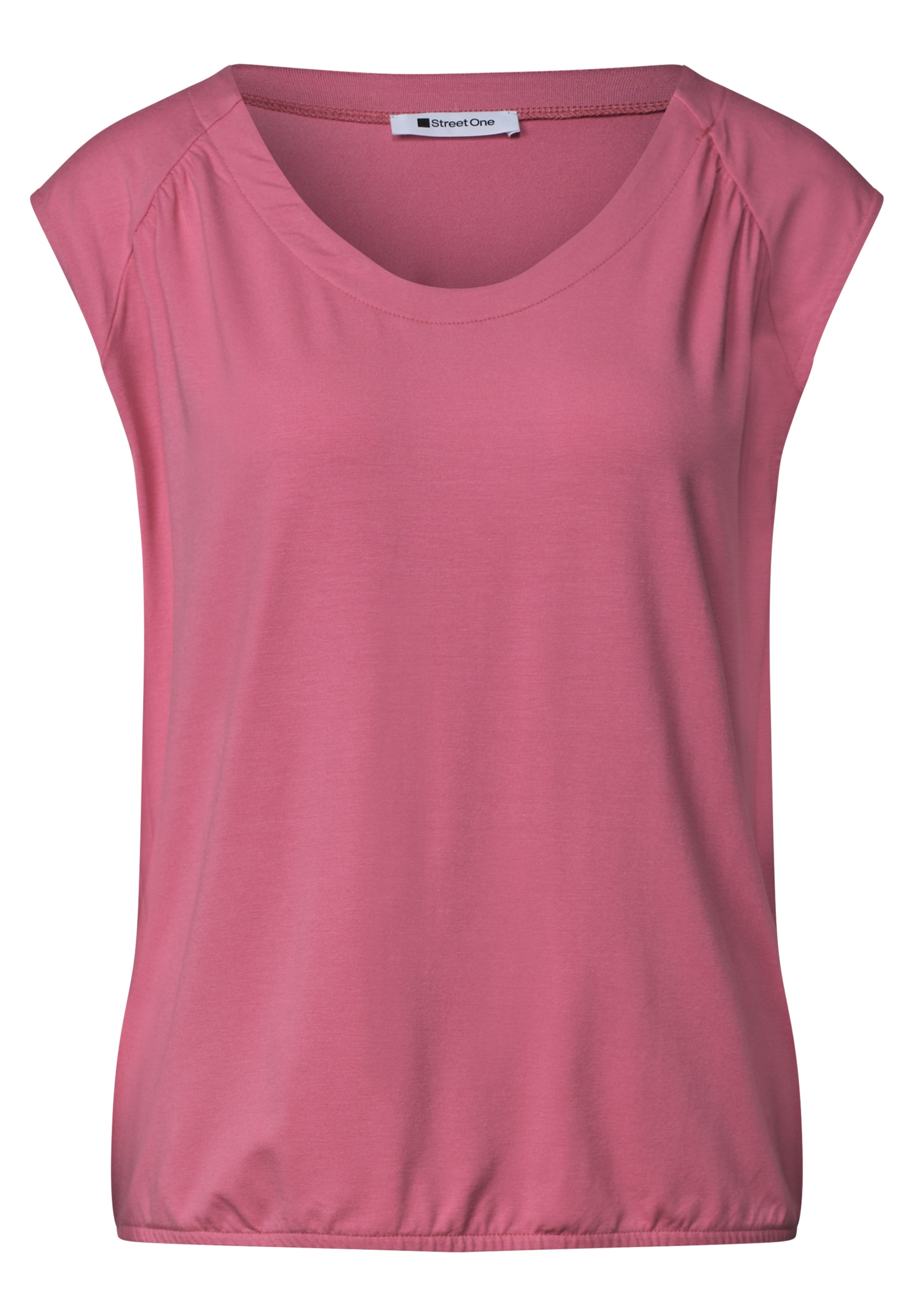 STREET ONE Shirttop Sommershirt mit Elastiksaum