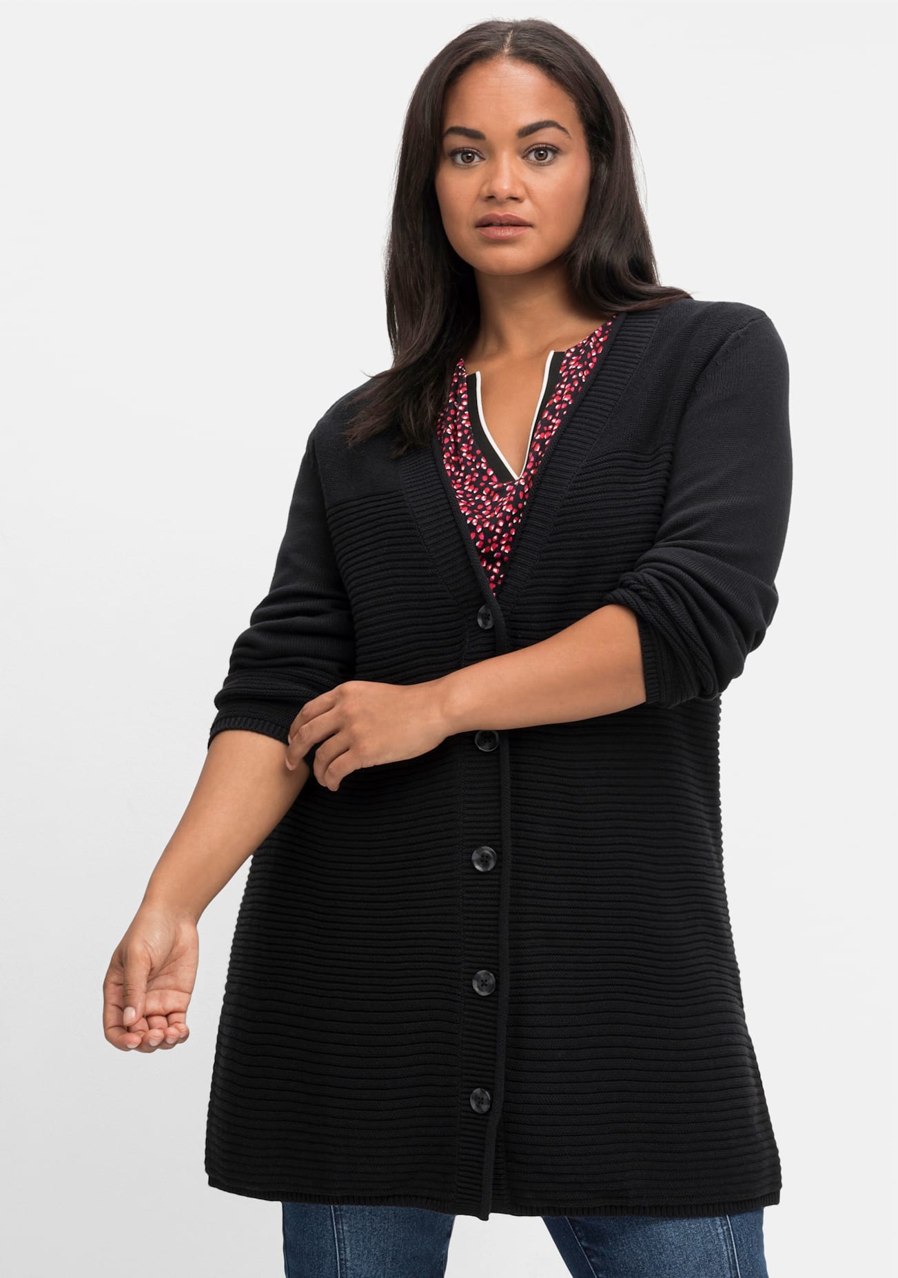 Sheego Longstrickjacke