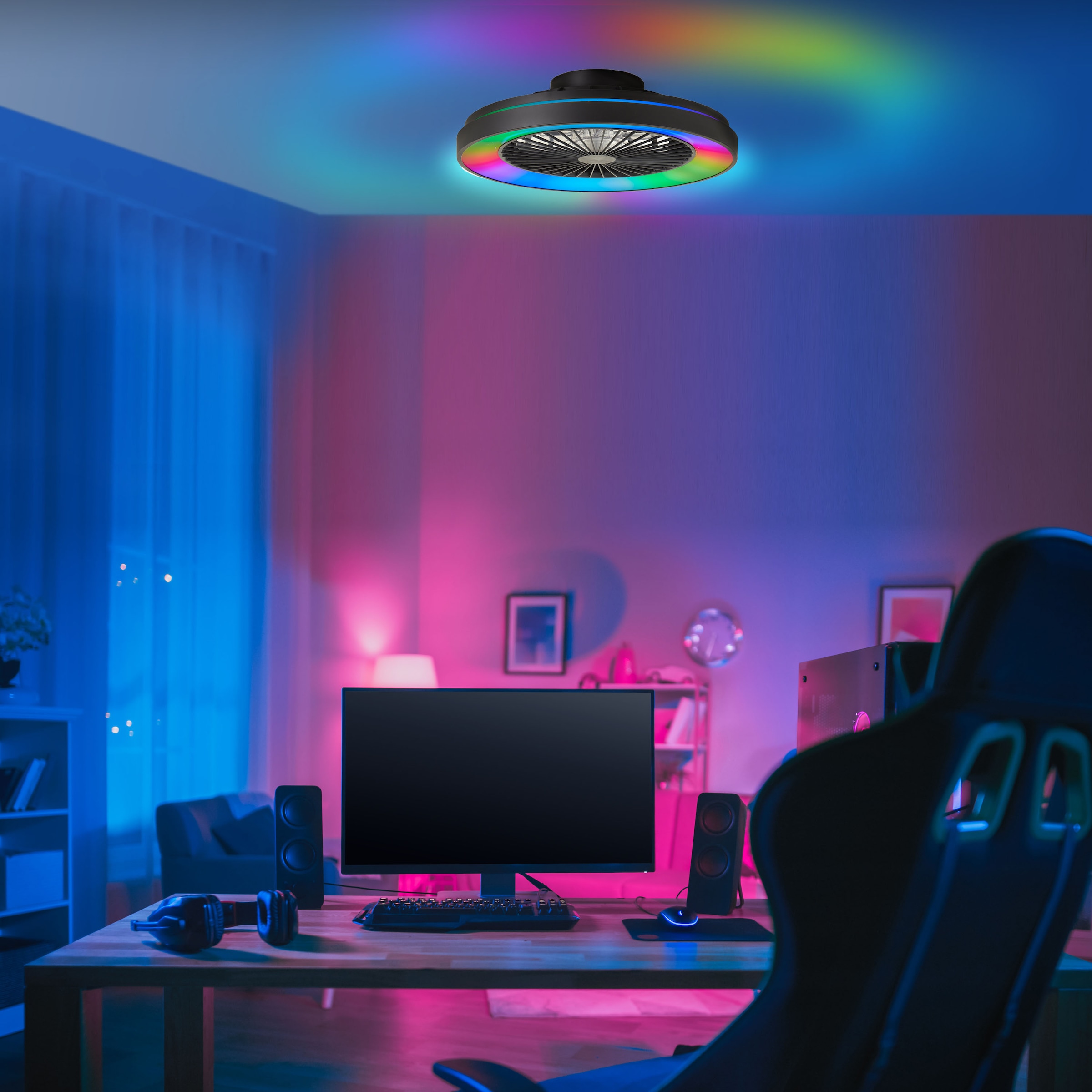 Brilliant LED Deckenleuchte »Mazzaro Deckenventilator« 1 Stk. warmweiß - kaltweiß Deckenlampe, Ventilator, 48,5 cm, digitales RGB, CCT, dimmbar