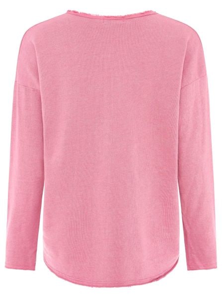 Zwillingsherz Sweatshirt »"Positive Mind"«, ausgefranster V-Ausschnitt, Used Look, Langarm, Schriftzug