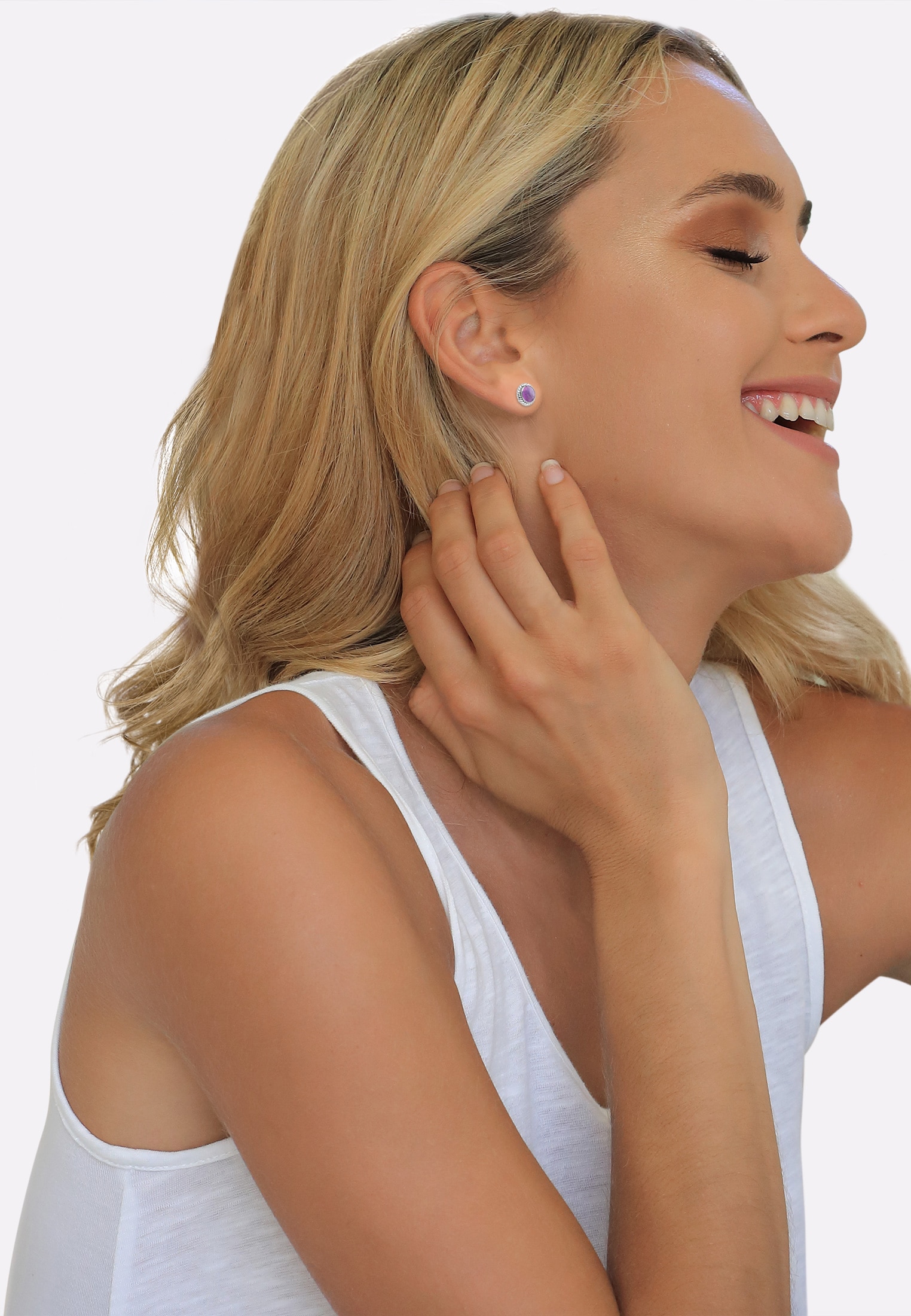 Nenalina Paar Ohrstecker »Ohrringe Amethyst Geburtsstein Februar Trend 925 Silber«