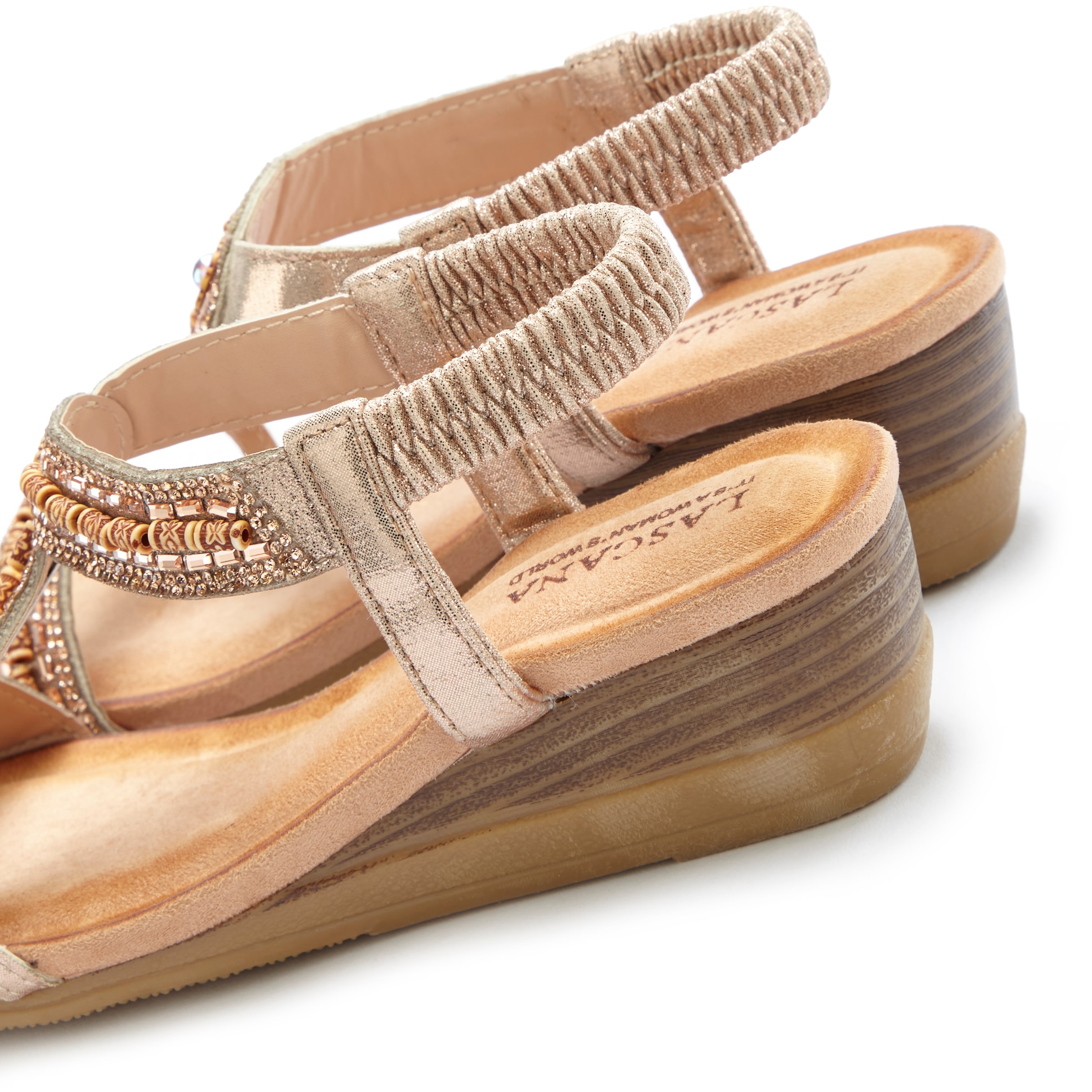 LASCANA Sandale »Sommerschuh«, Sandalette, Sommerschuh, kleiner Keilabsatz und elastische Riemchen
