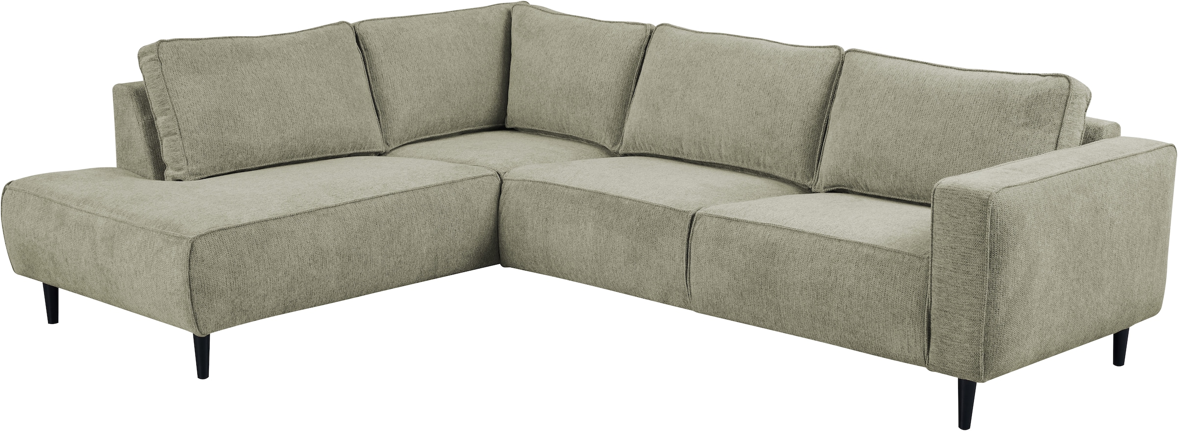 OTTO home Ecksofa »Fumone, Lederoptik oder Soft-Touch Chenille« Breite 260, mit schwarzen Massivholzfüßen