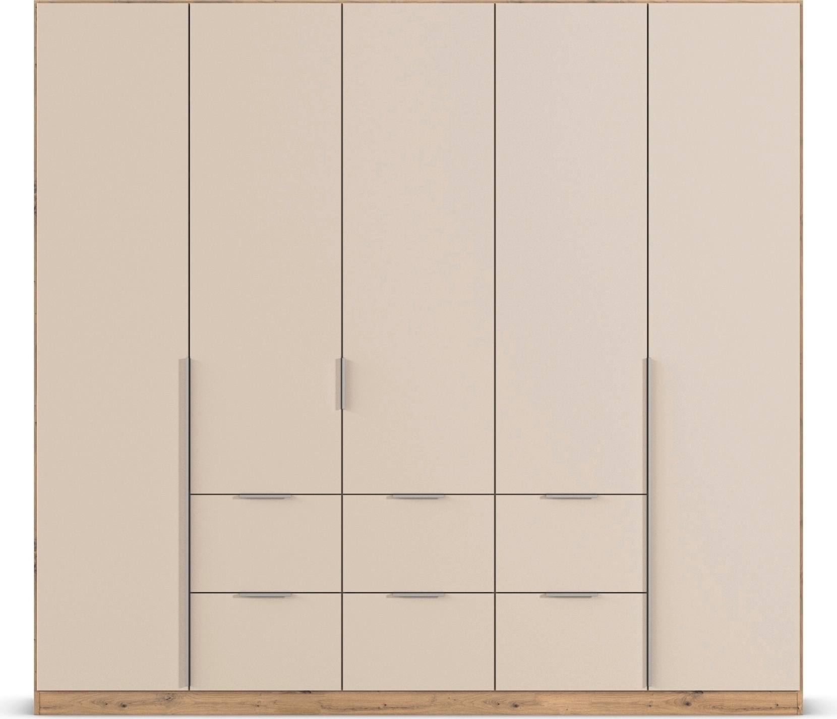 OTTO home Drehtürenschrank »Kleiderschrank Schrank Garderobe AGORDO mit Dekor- oder Hochglanzfront« in zwei Griff-Farben, Breite 226 cm,  mit Außenschubkästen, Serie in 7 Breiten und 2 Höhen MADE IN GERMANY