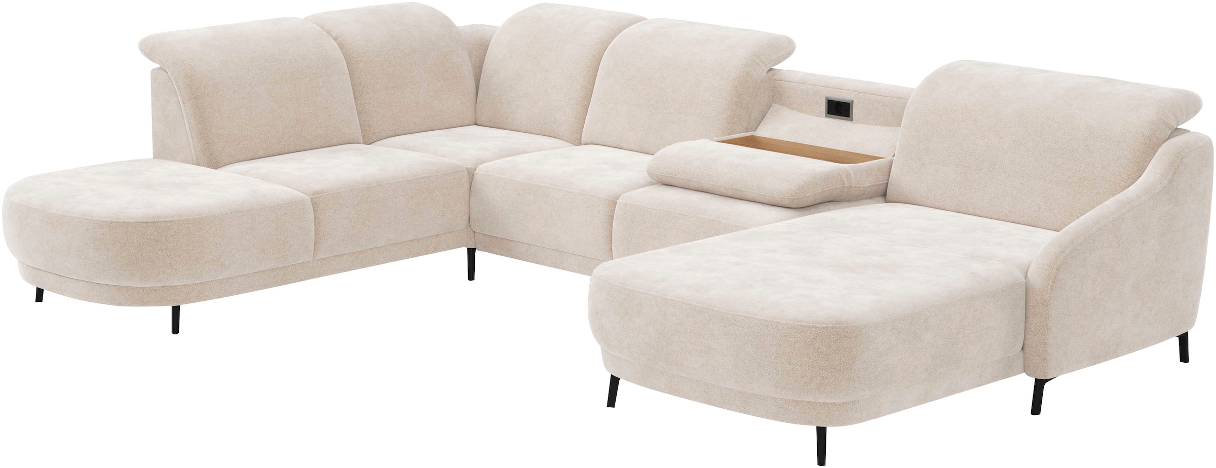 sit&more Wohnlandschaft »Blues U-Form«, inkl. Kopfteilverstellung, wahlweise mit Klapptisch und USB