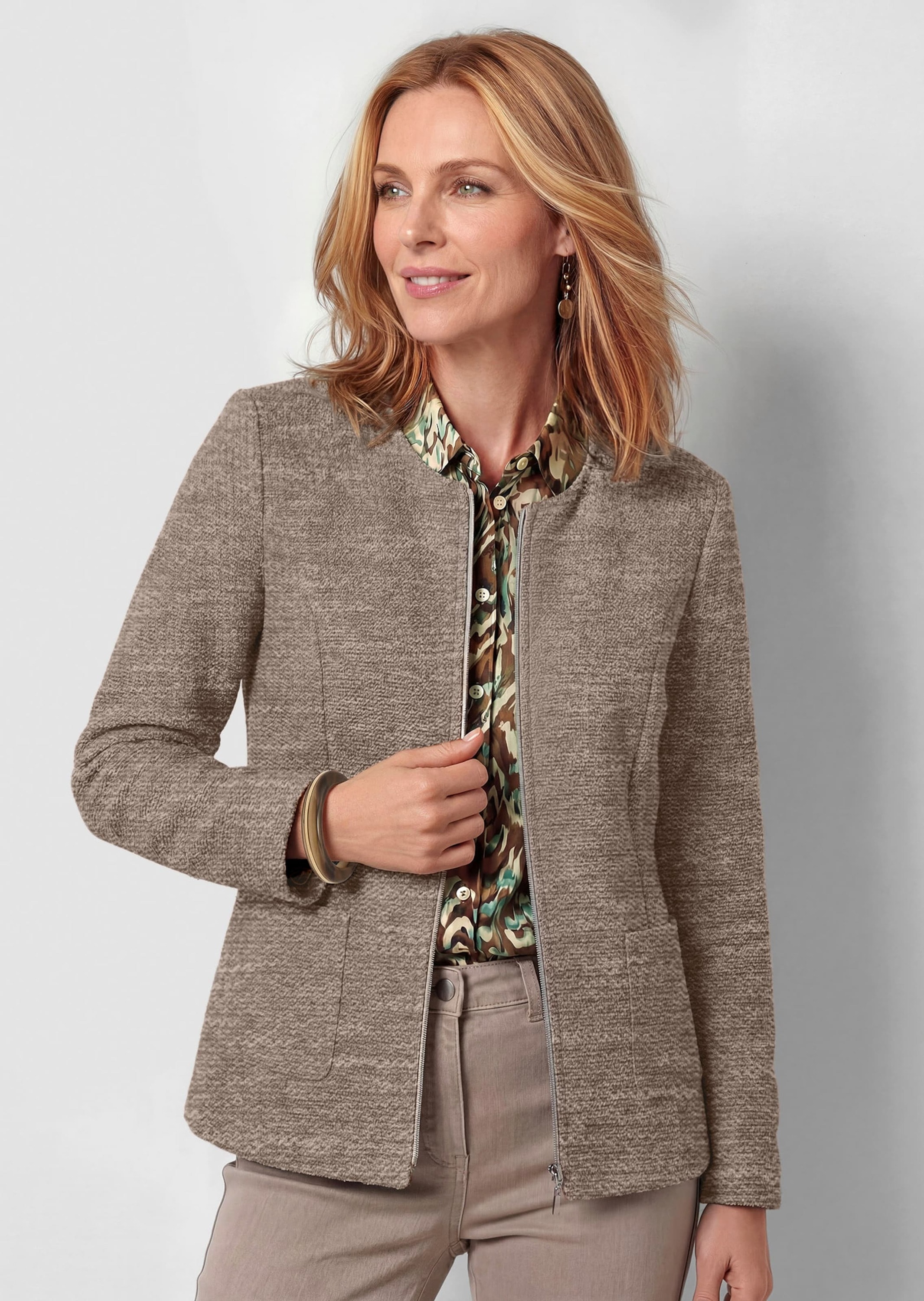 GOLDNER Jackenblazer »Jacke im Bouclé-Look« Passformnähte im Vorder und Rückteil