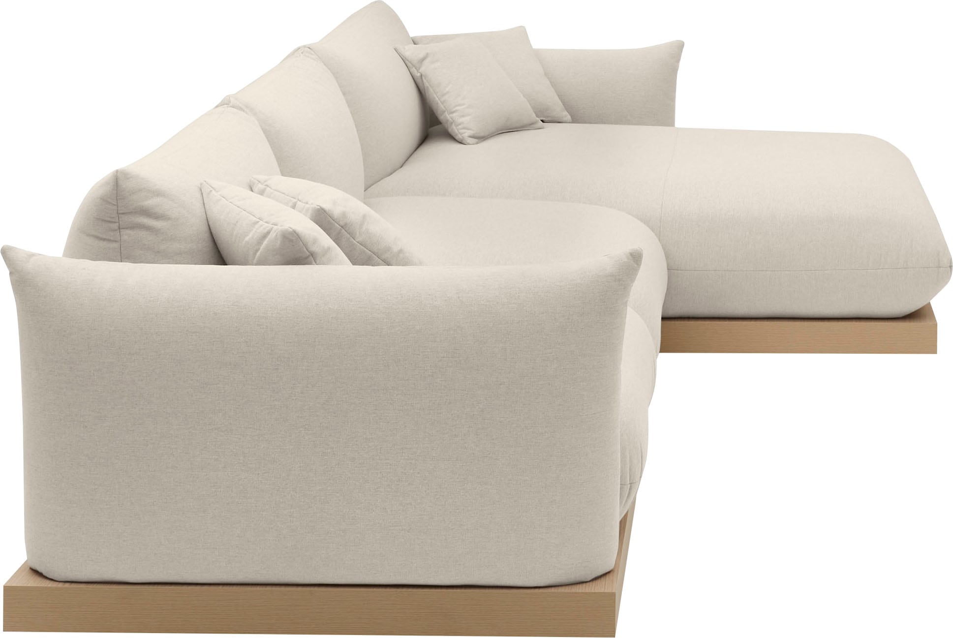 OTTO home Ecksofa »Kalix, Polsterecke mit kräftigem Holz-Plateau, moderne Couch in L-Form« wahlweise Recamiere links o. rechts, Strukturstoff, hoher Sitzkomfort