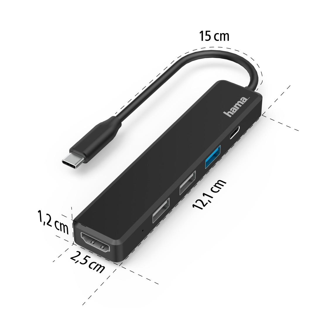 Hama USB-Adapter »USB C Hub, Multiport, 5 Ports, 3x USB A, USB C, HDMI™«, USB-C zu USB Typ A-USB-C-HDMI, 15 cm